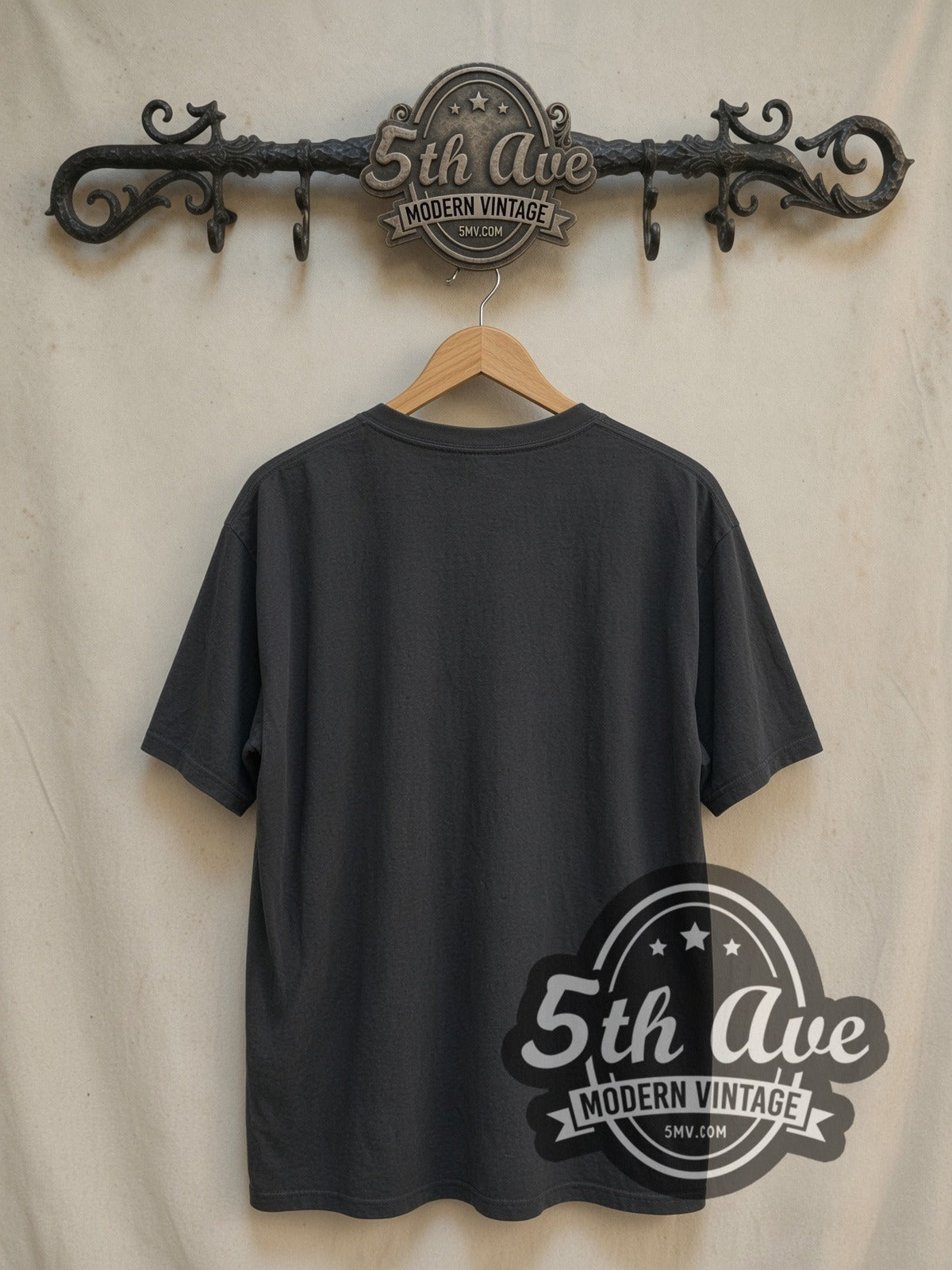 Oasis Liam Sunglasses Band Portrait White Logo vintage band t-shirt, back view on the 5MV rack