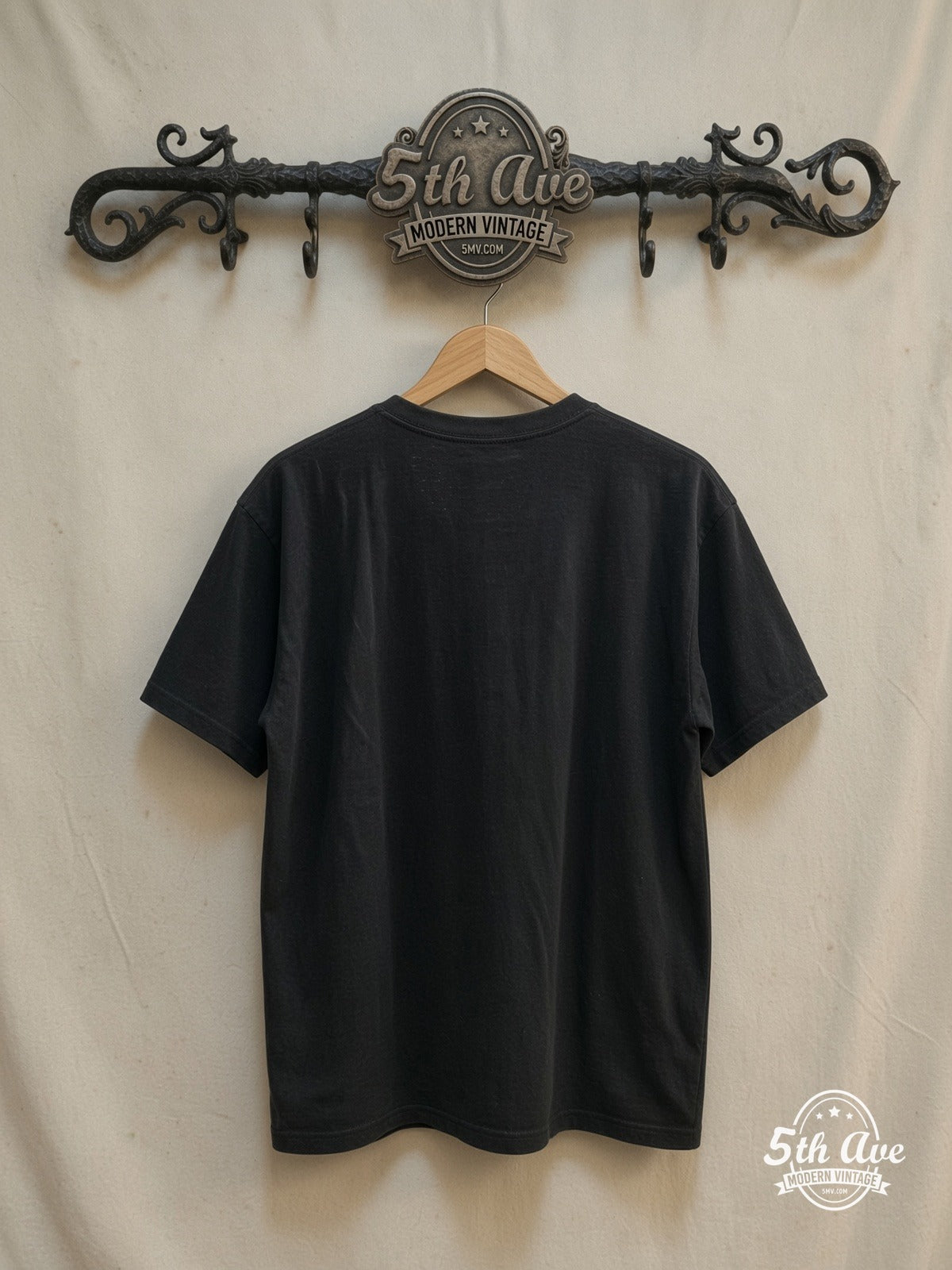 Nirvana – Crew Neck Graphic – Vintage Band T-Shirt — back on locked cream ornate 5th Ave rack