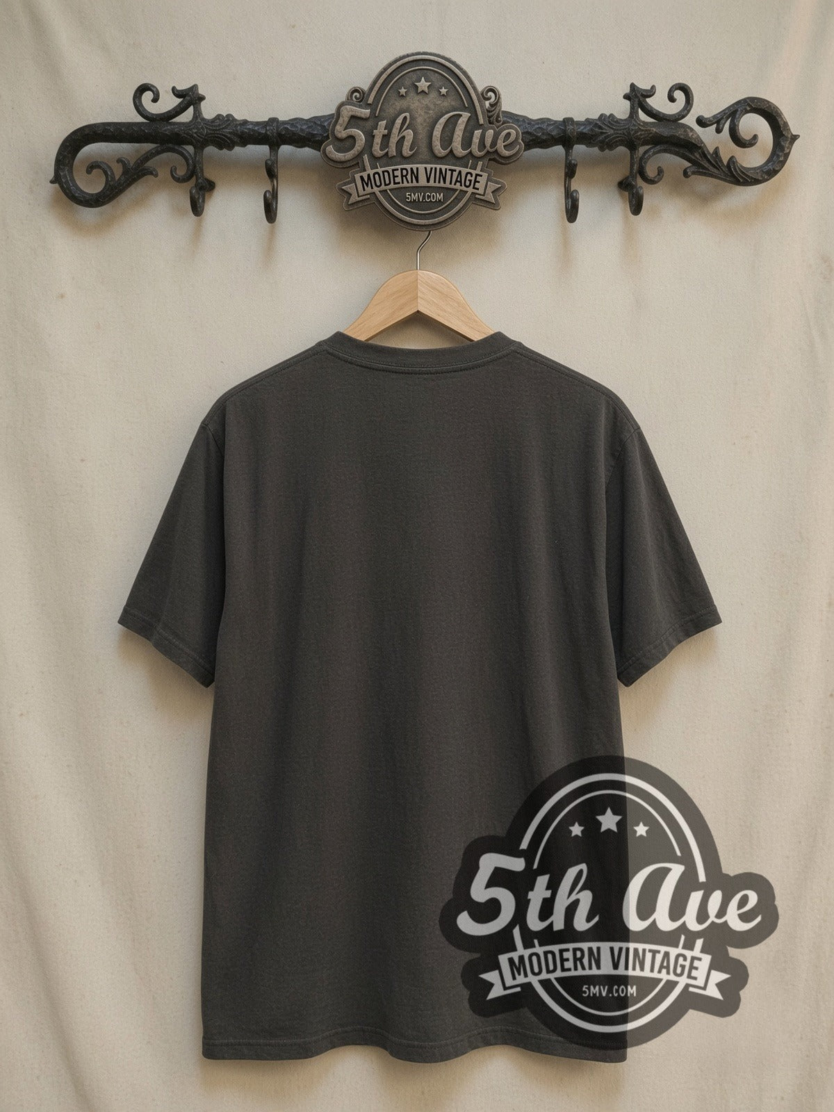 David Bowie Enigmatic Resonance Portrait vintage band t-shirt, back view on a display rack