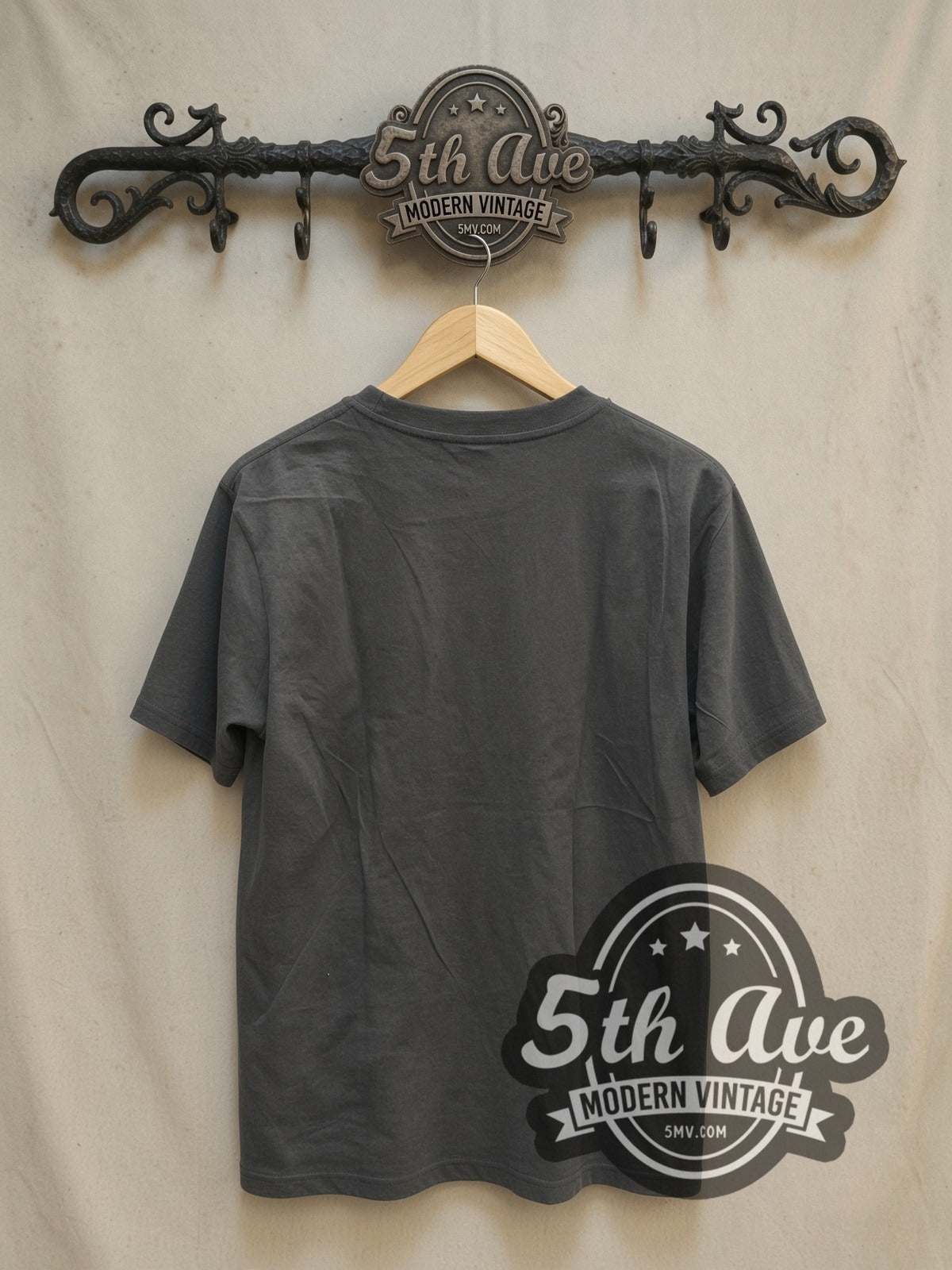 Red Hot Chili Peppers Orange Frame Live Band Photo Collage vintage band t-shirt, back view on a display rack