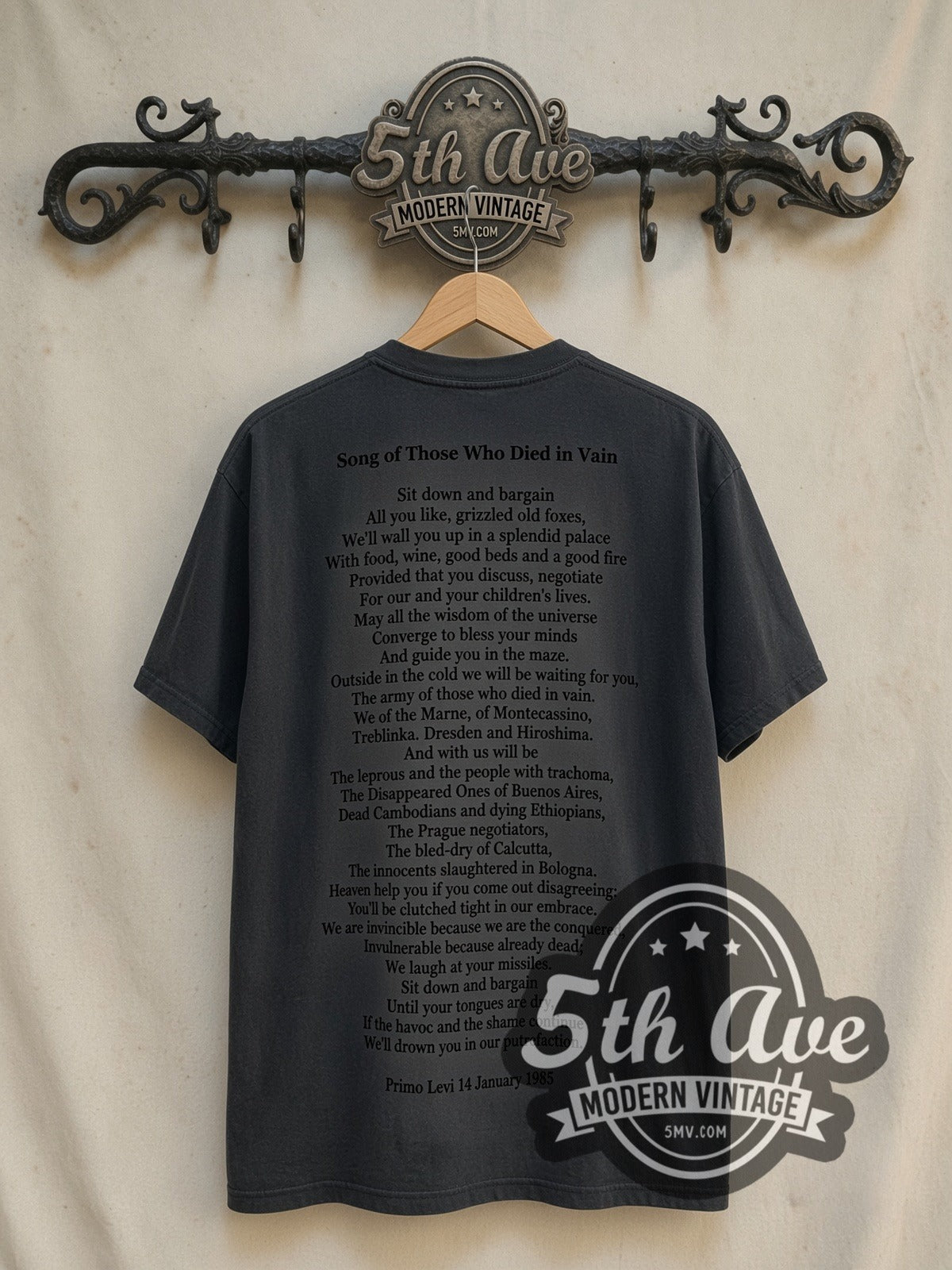 Manic Street Preachers Gold Against the Soul vintage band t-shirt in black, back view on a display rack
