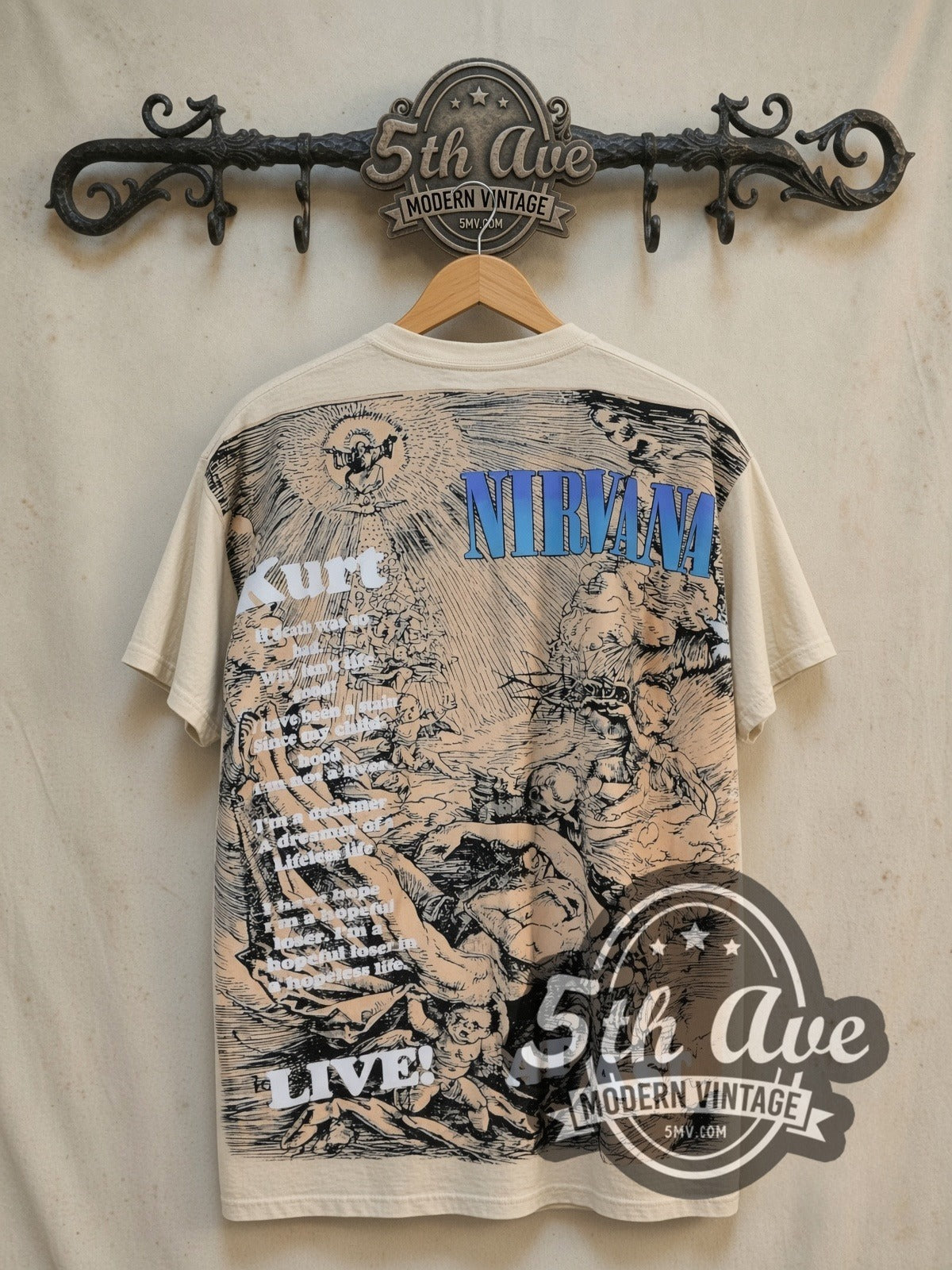 Nirvana Live at Last vintage band t-shirt, back view on the 5MV rack