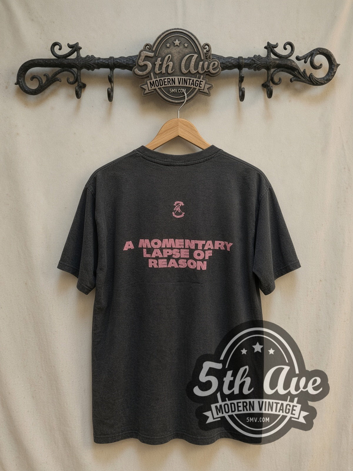 Pink Floyd Momentary Lapse of Reason Beds vintage band t-shirt, back view on a display rack
