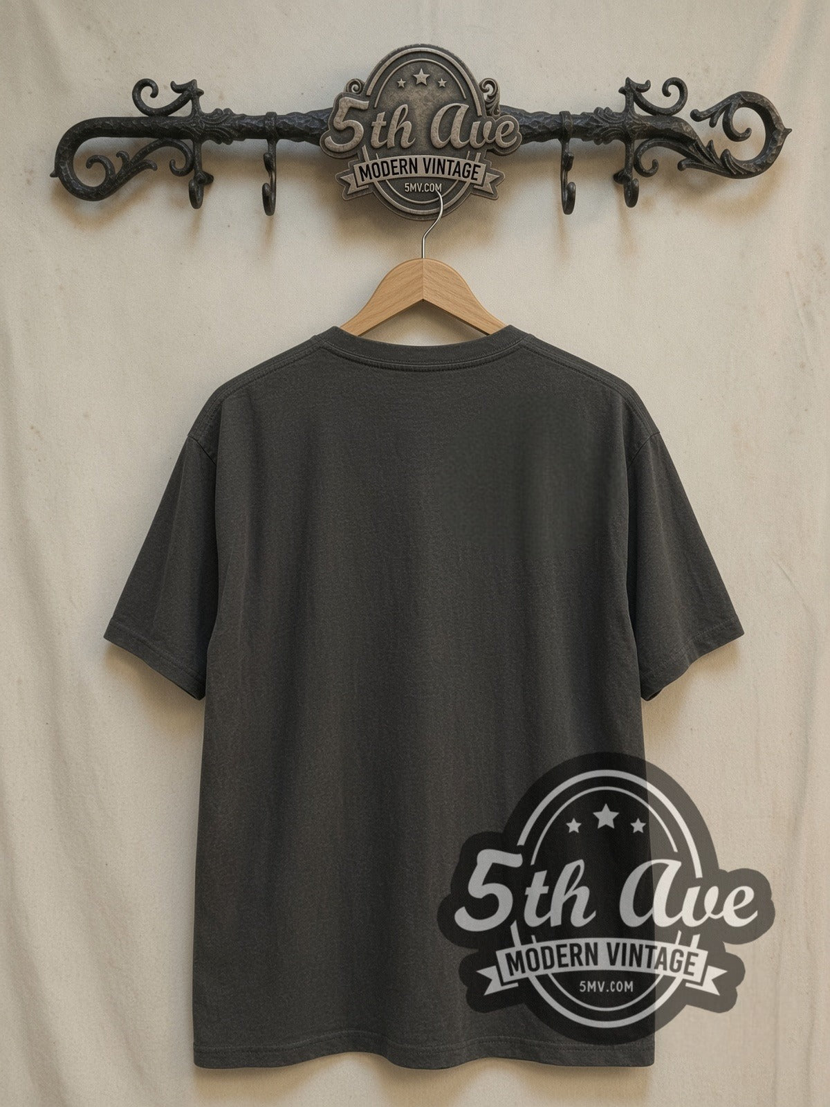Aerosmith Cartoon Caricatures vintage band t-shirt, back view on a display rack