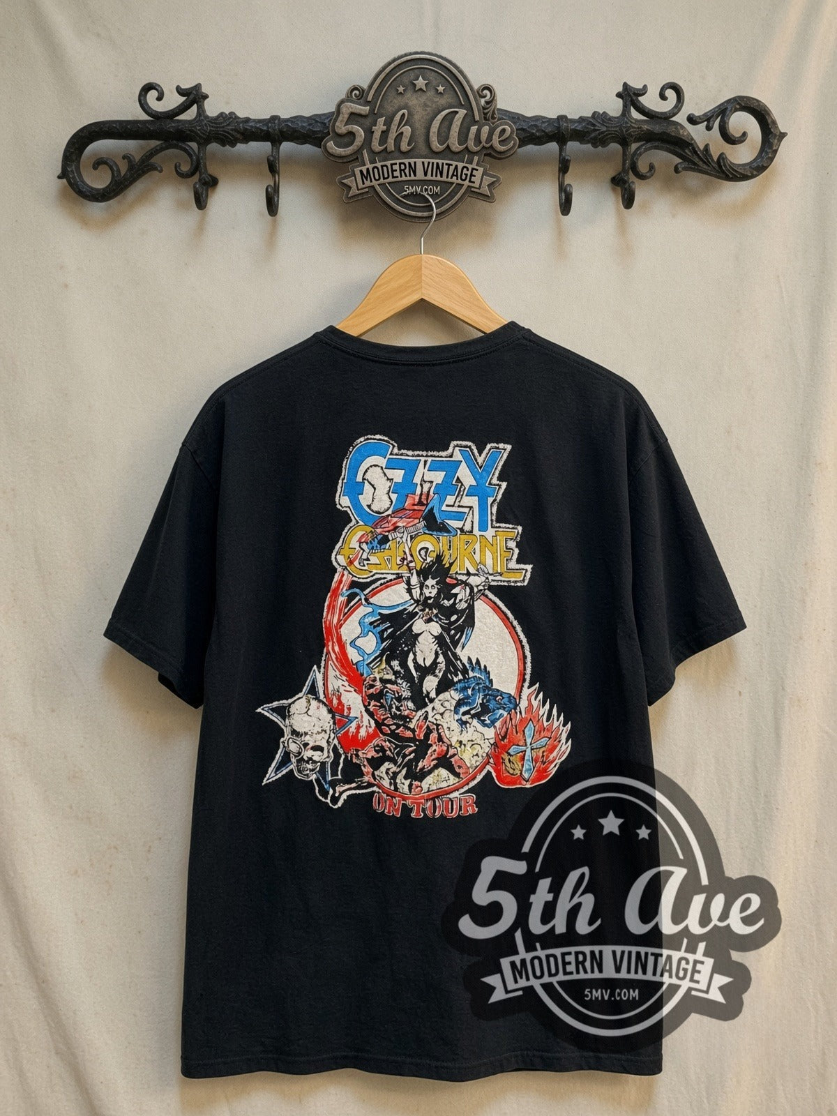 Ozzy Osbourne On Tour vintage band t-shirt, back view on the 5MV rack