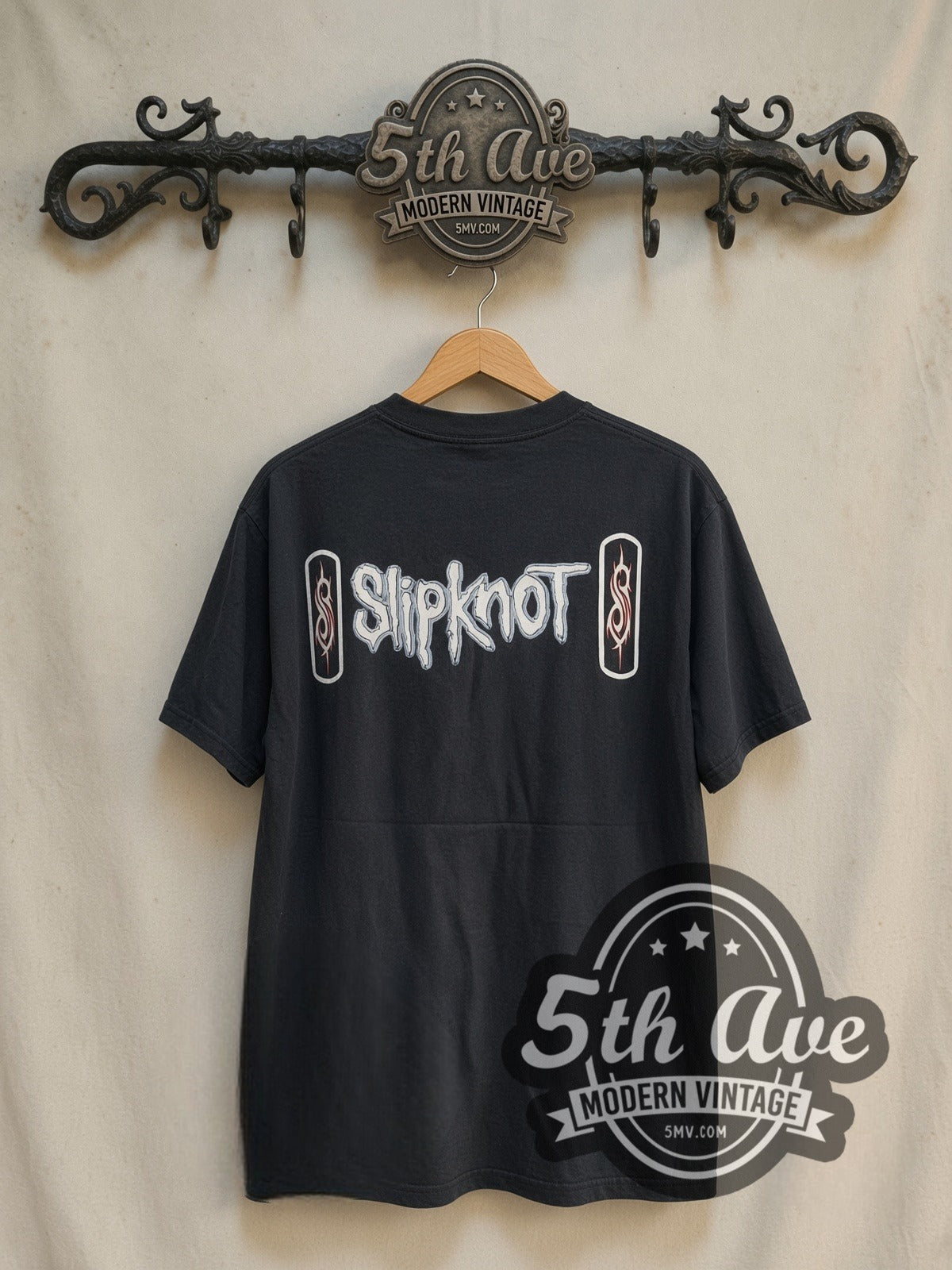 Slipknot Joey Jordison vintage band t-shirt in black, back view on the 5MV rack