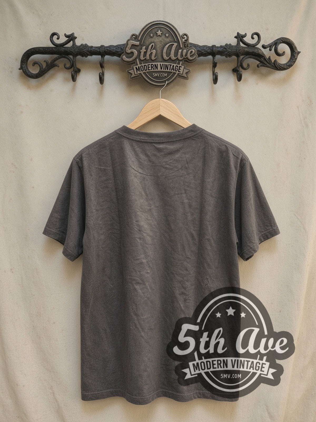 Radiohead THOM YORKE vintage band t-shirt, back view on a display rack