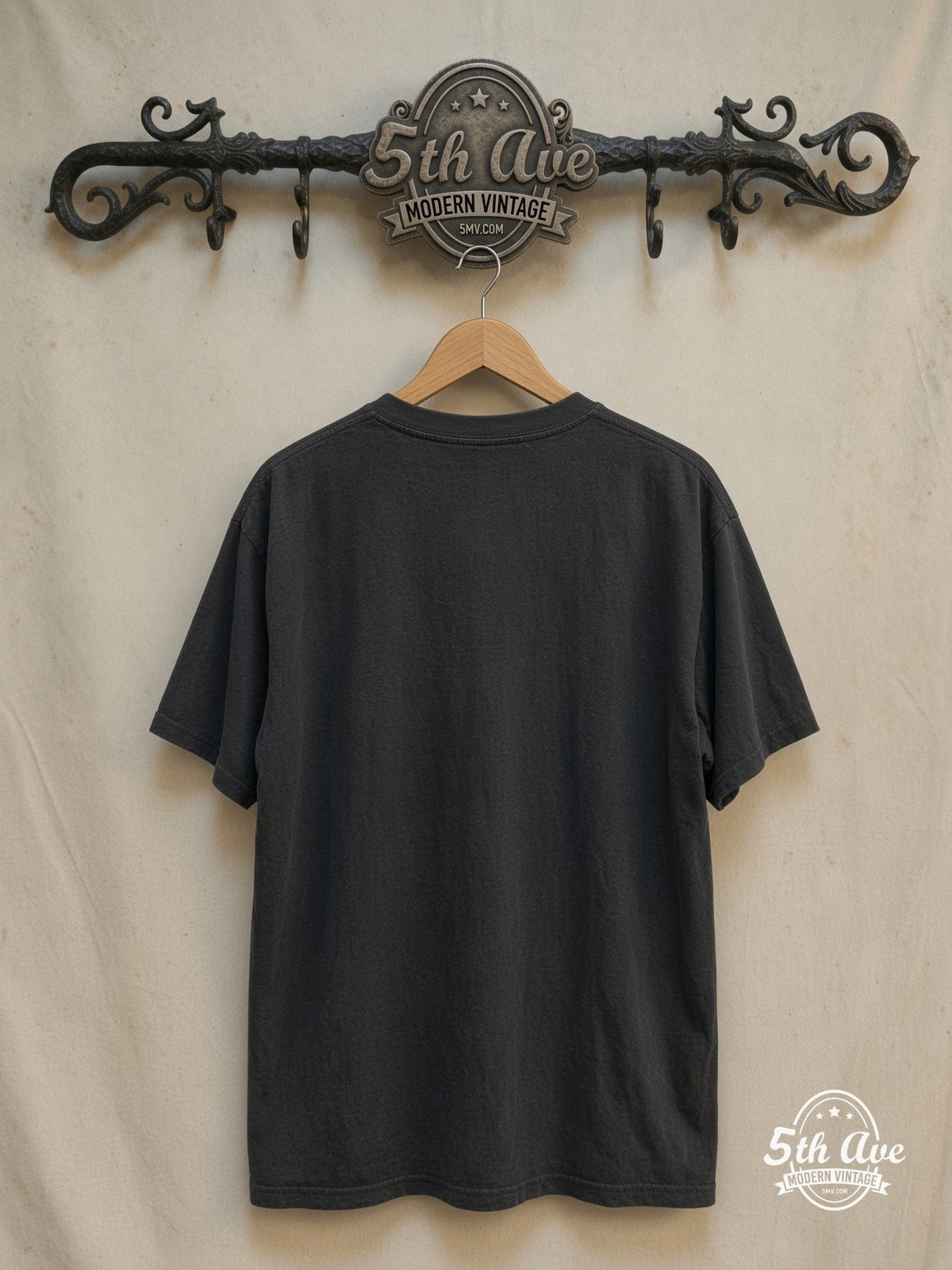 Motörhead – Two-Headed Eagle Snaggletooth – Vintage Band T-Shirt — back on locked cream ornate 5th Ave rack