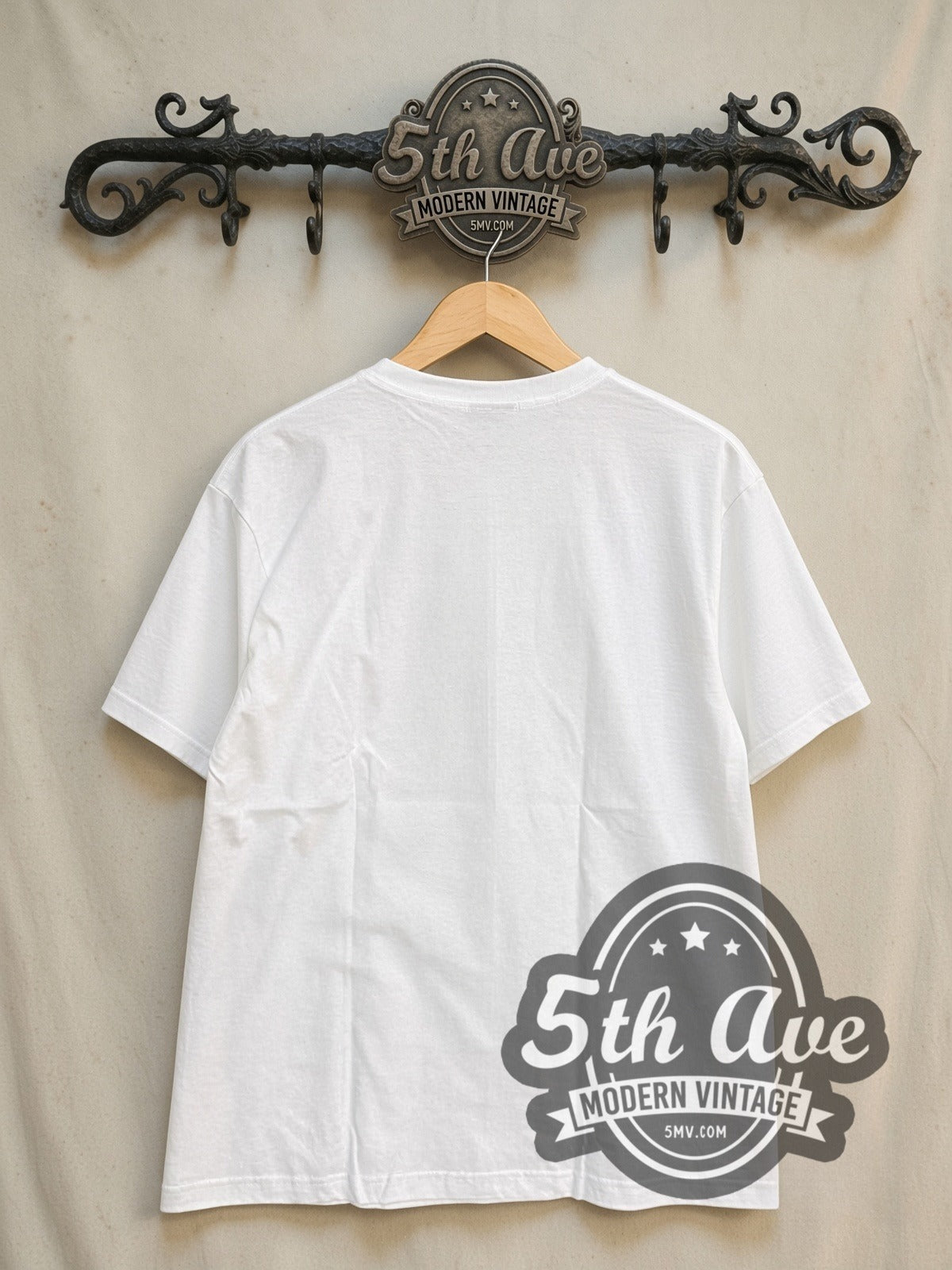 A Clockwork Orange Droogs Lineup vintage movie t-shirt in white, back view on the 5MV rack