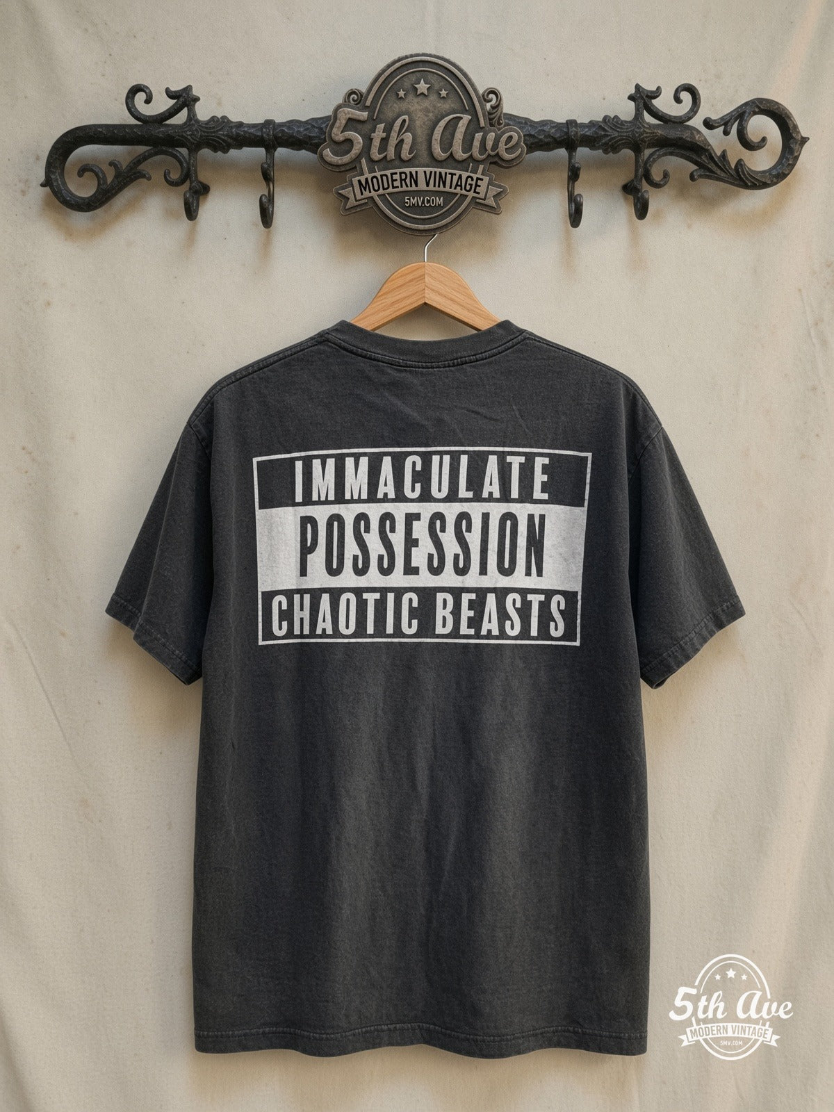 Cactus Plant Flea Market – Headshot – Vintage Graphic Tee — back on locked cream ornate 5th Ave rack