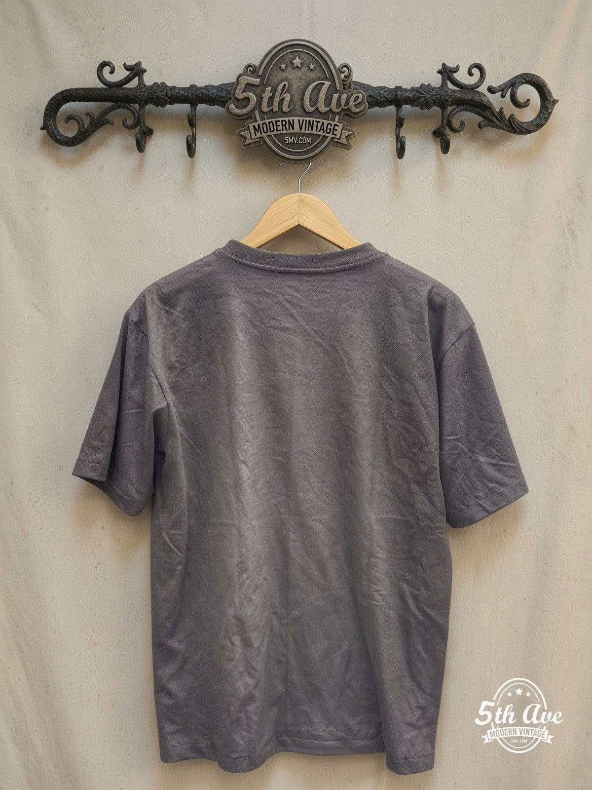 DAVID BOWIE 100% Cotton New Vintage Band T-Shirt – Vintage Band T-Shirt — back on locked cream ornate 5th Ave rack