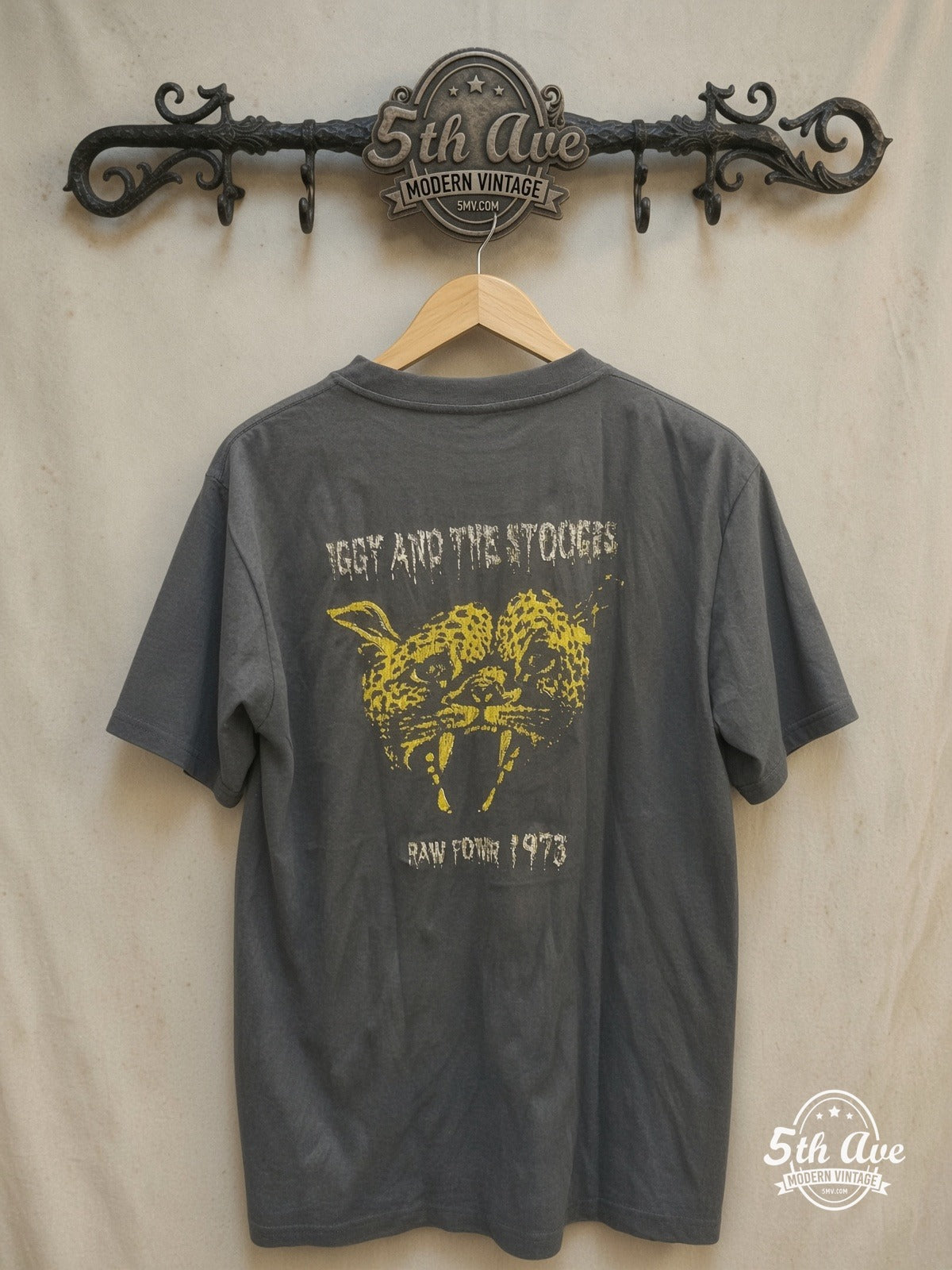 Iggy and The Stooges vintage band t-shirt back on rack