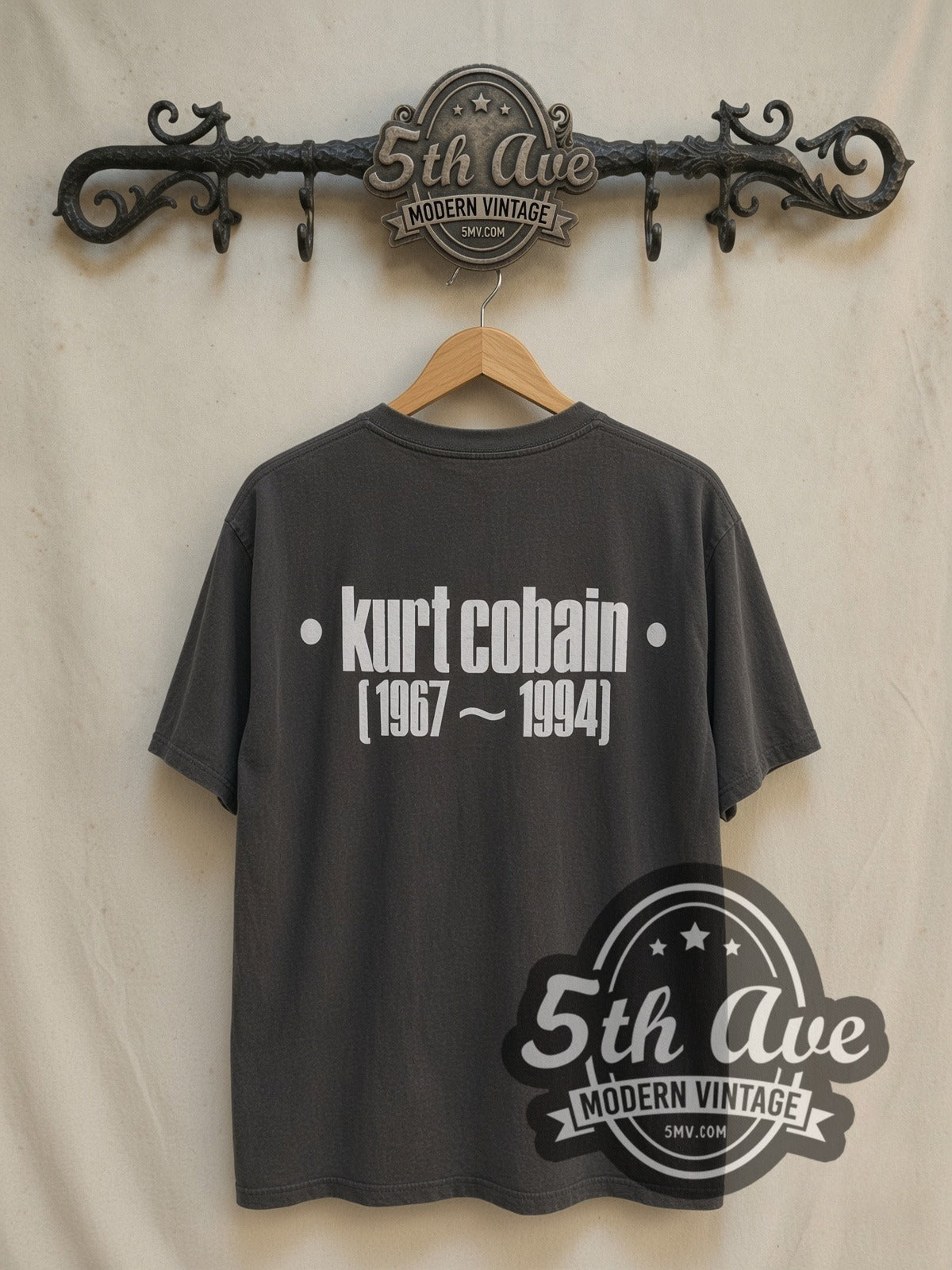 Kurt Cobain Memorial vintage band t-shirt, back view on the 5MV rack