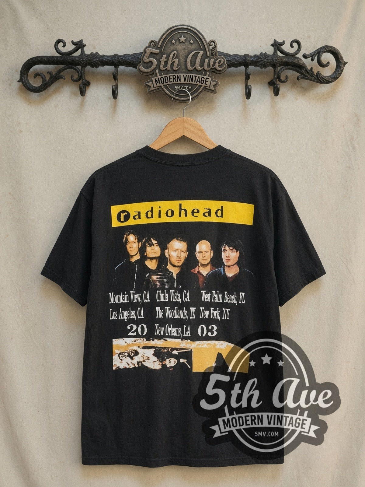 Radiohead Street Spirit (Fade Out) vintage band t-shirt in black, back view on the 5MV rack