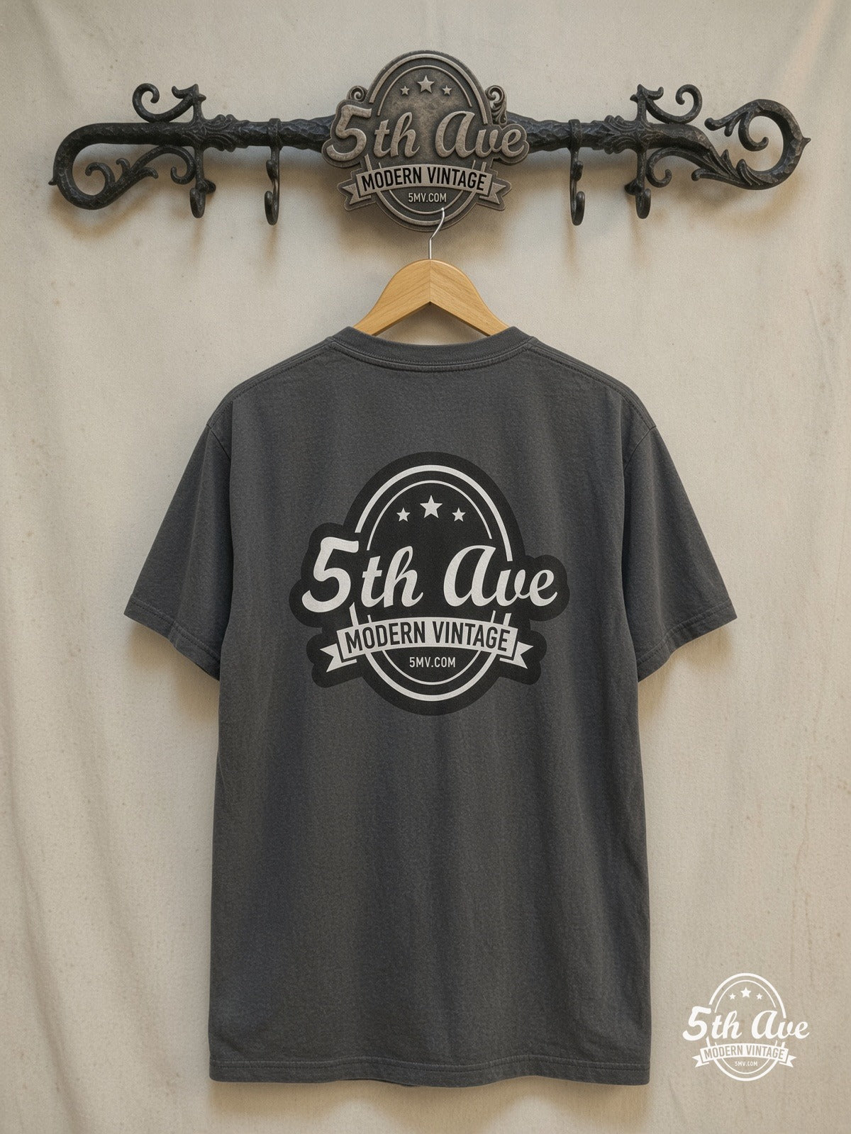 Linkin Park – Classic Portrait – Vintage Band T-Shirt — back on locked cream ornate 5th Ave rack