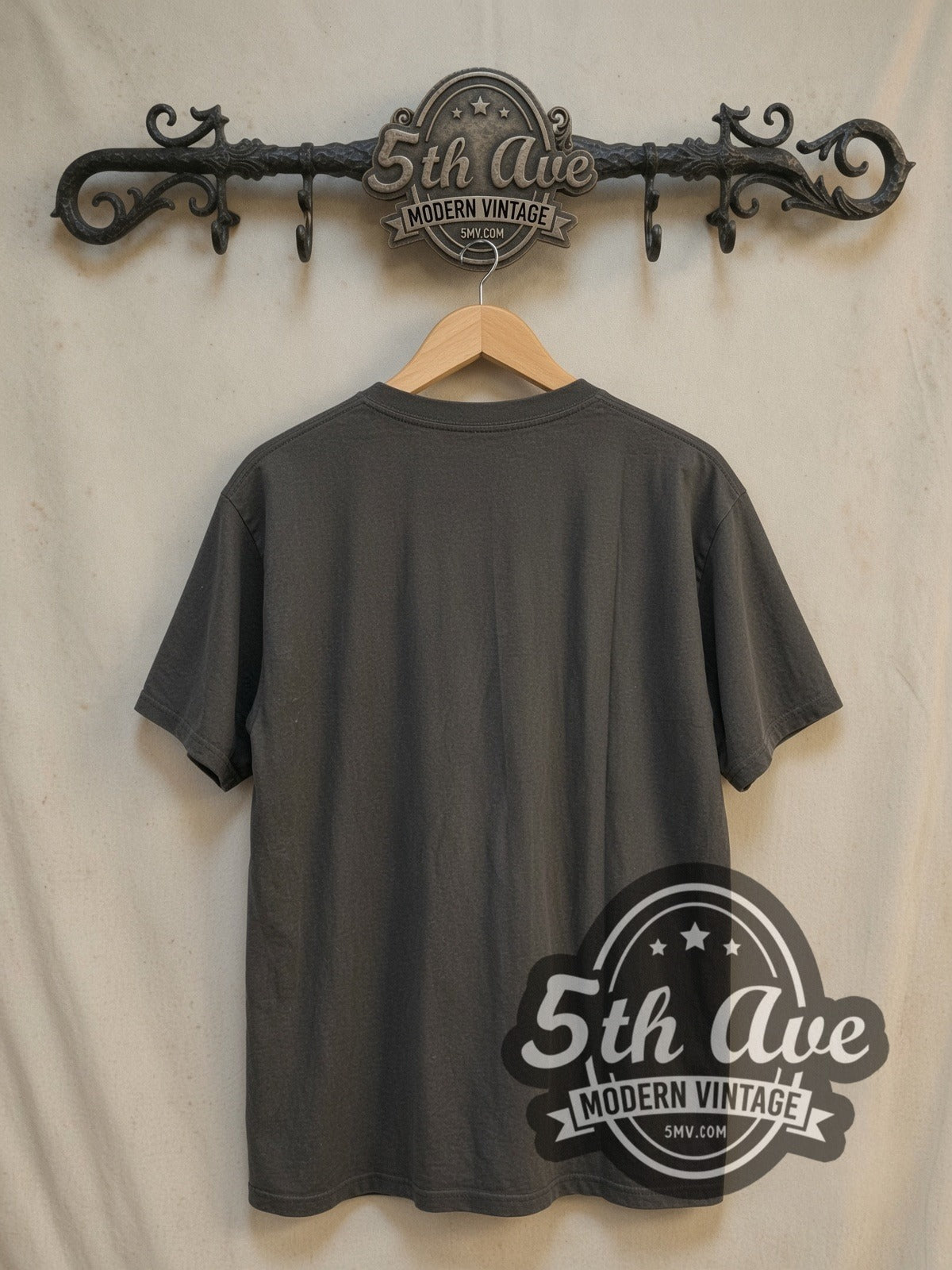 Iggy Pop Yellow Silhouette vintage band t-shirt, back view on the 5MV rack