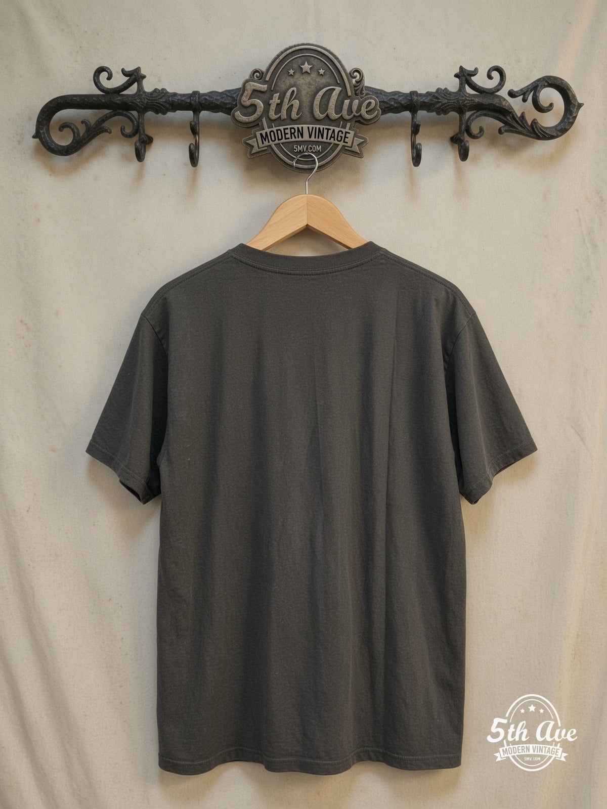 IGGY 100% Cotton New Vintage Band T-Shirt – Vintage Band T-Shirt — back on locked cream ornate 5th Ave rack