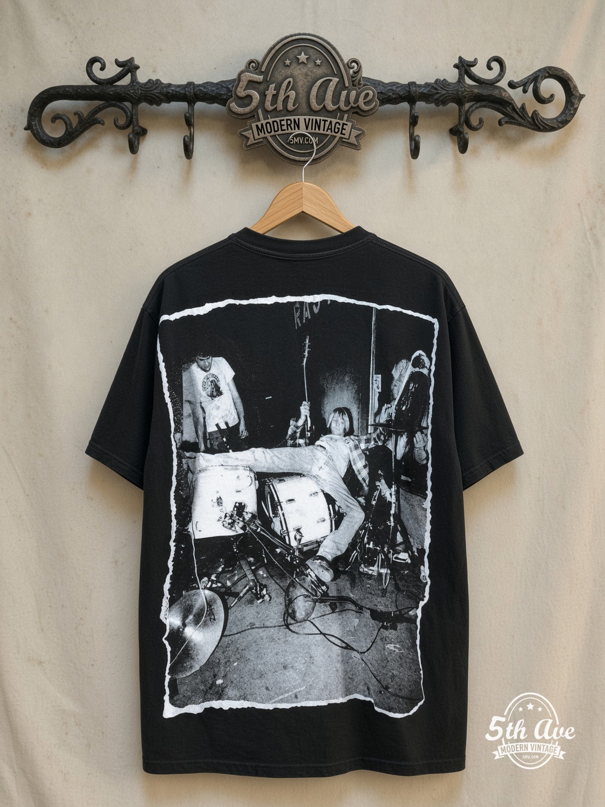Kurt Cobain Nirvana AOP All vintage band t-shirt back on rack