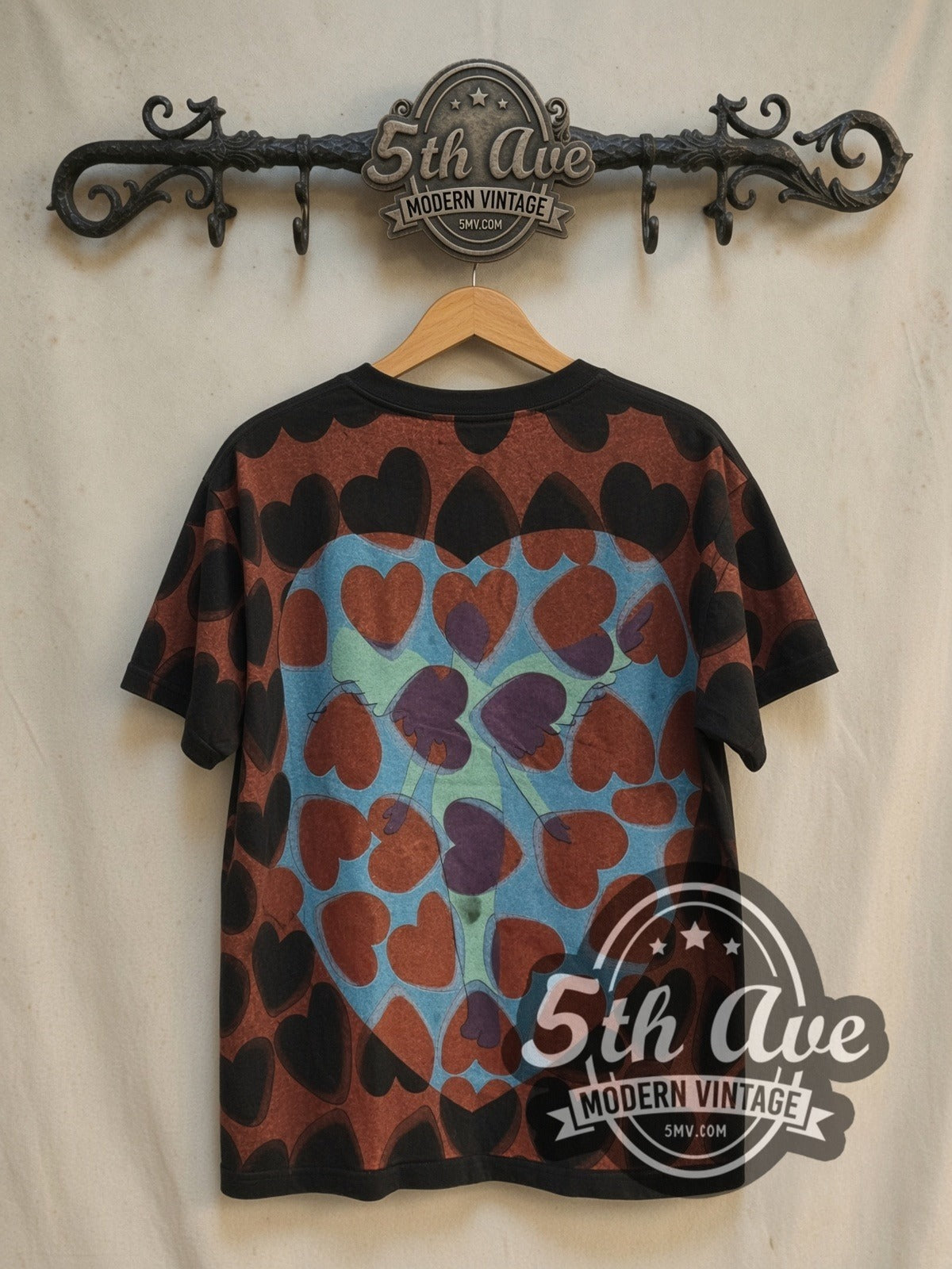 Nirvana Heart-Shaped Box all-over-print vintage band t-shirt, back view on the 5MV rack