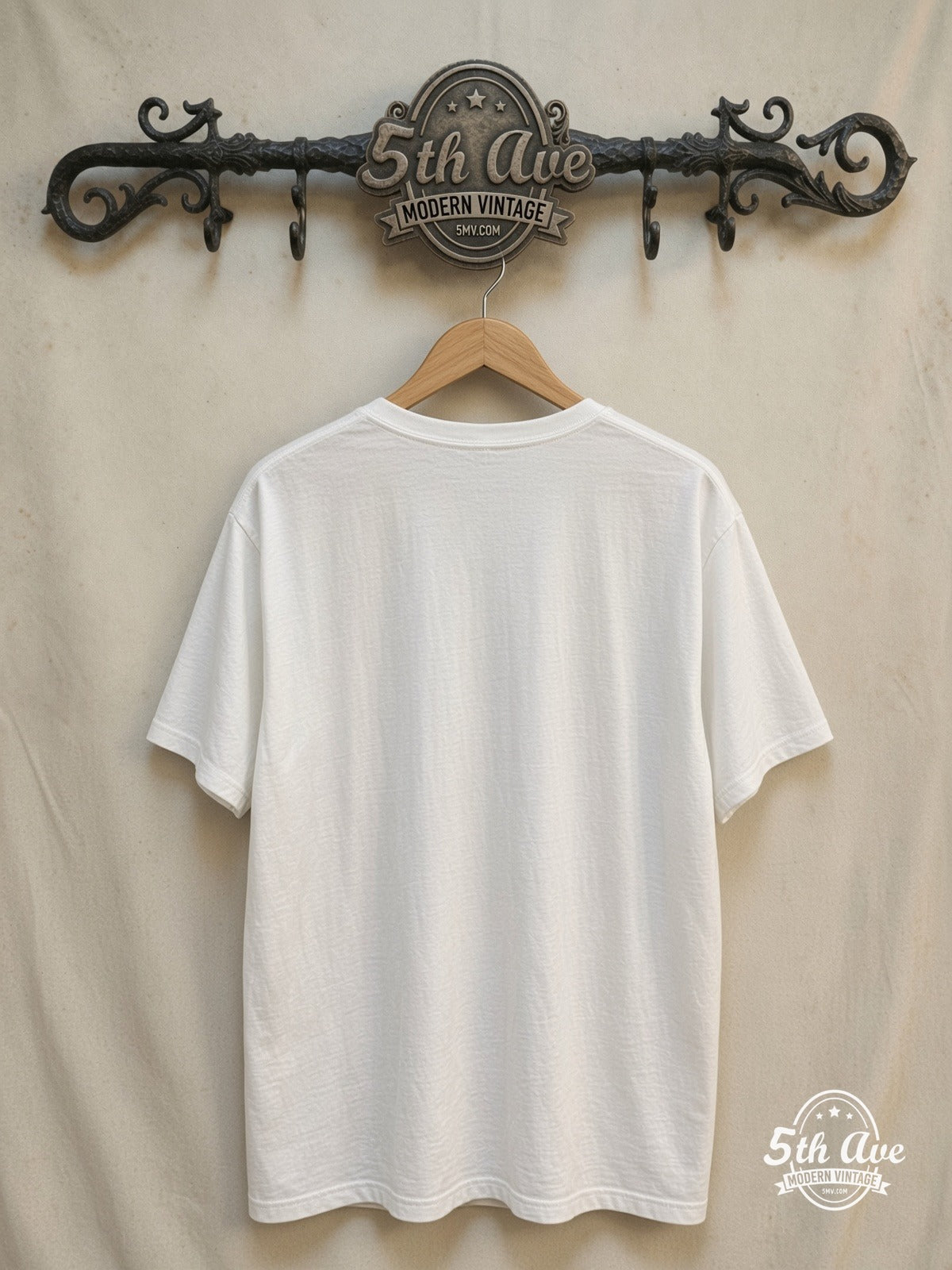 Sonic Youth – Goo Album Cover White Tee – Vintage Band T-Shirt — back on locked cream ornate 5th Ave rack
