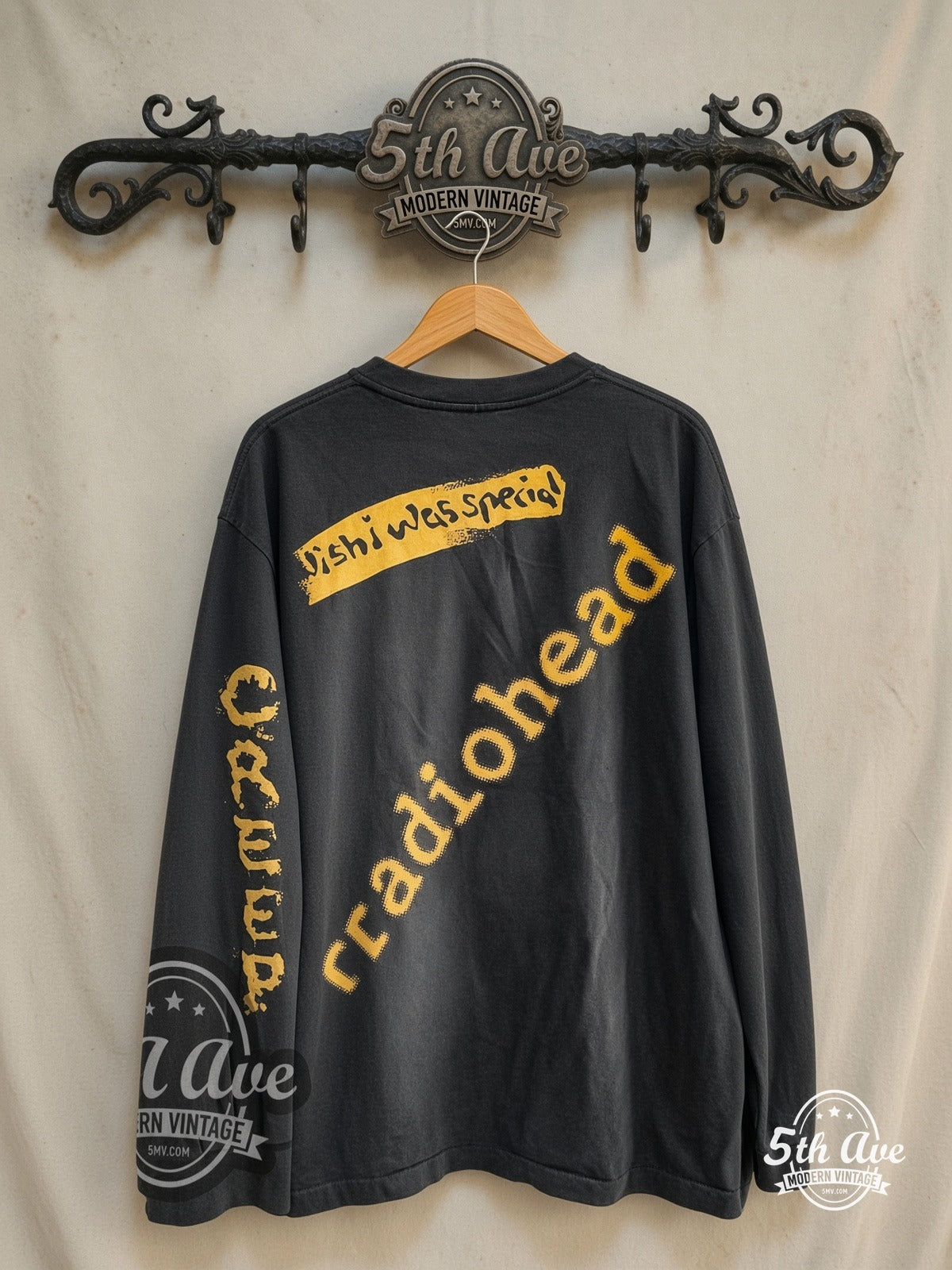 Radiohead – Creep – Vintage Band T-Shirt — back on locked cream ornate 5th Ave rack