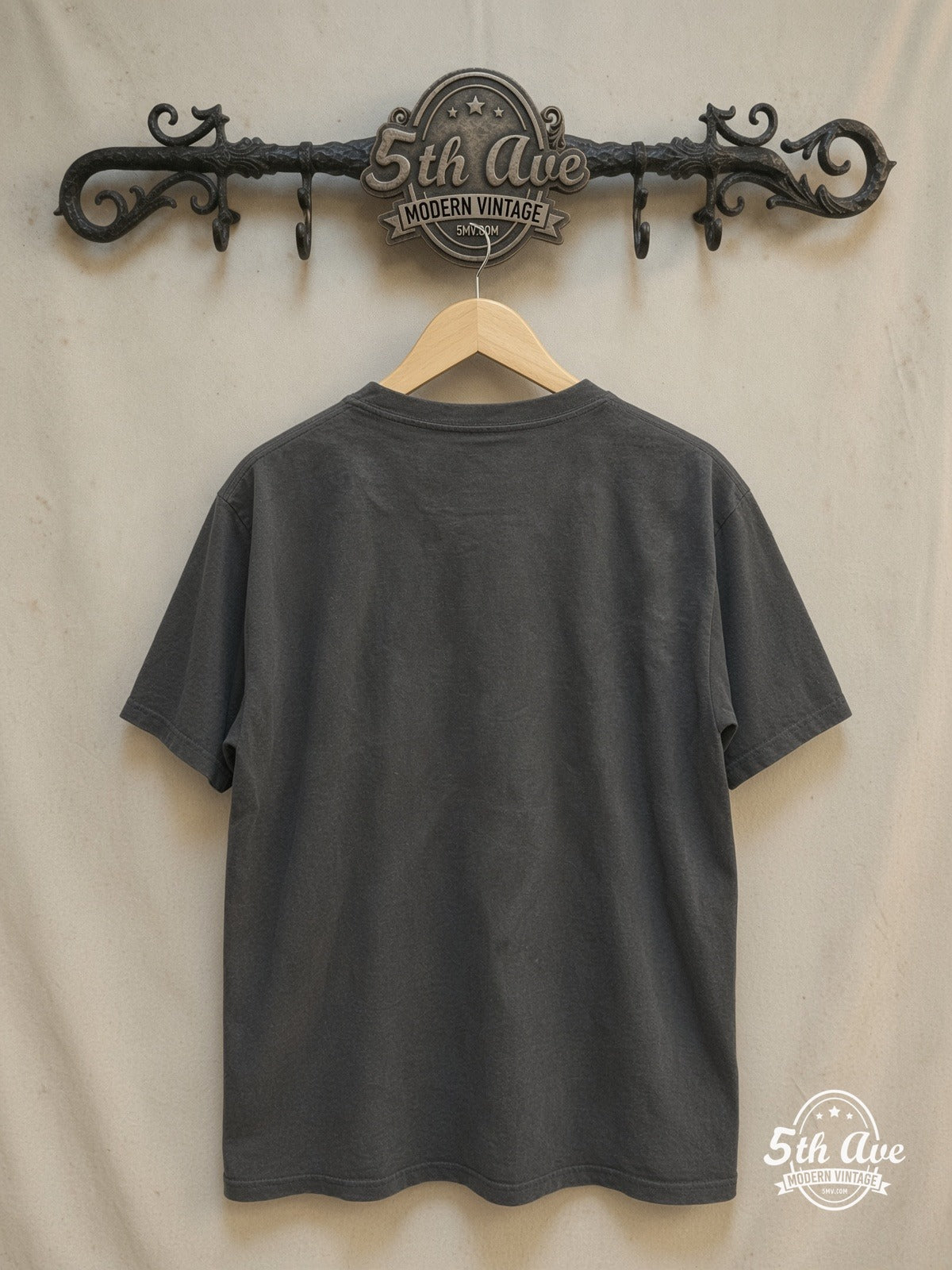 Vintage Vibes: The Black Sabbath U.S. Tour '78 Single Stitch Short Sle – eve Crew Neck t shirt – Vintage Band T-Shirt — back on locked cream ornate 5th Ave rack