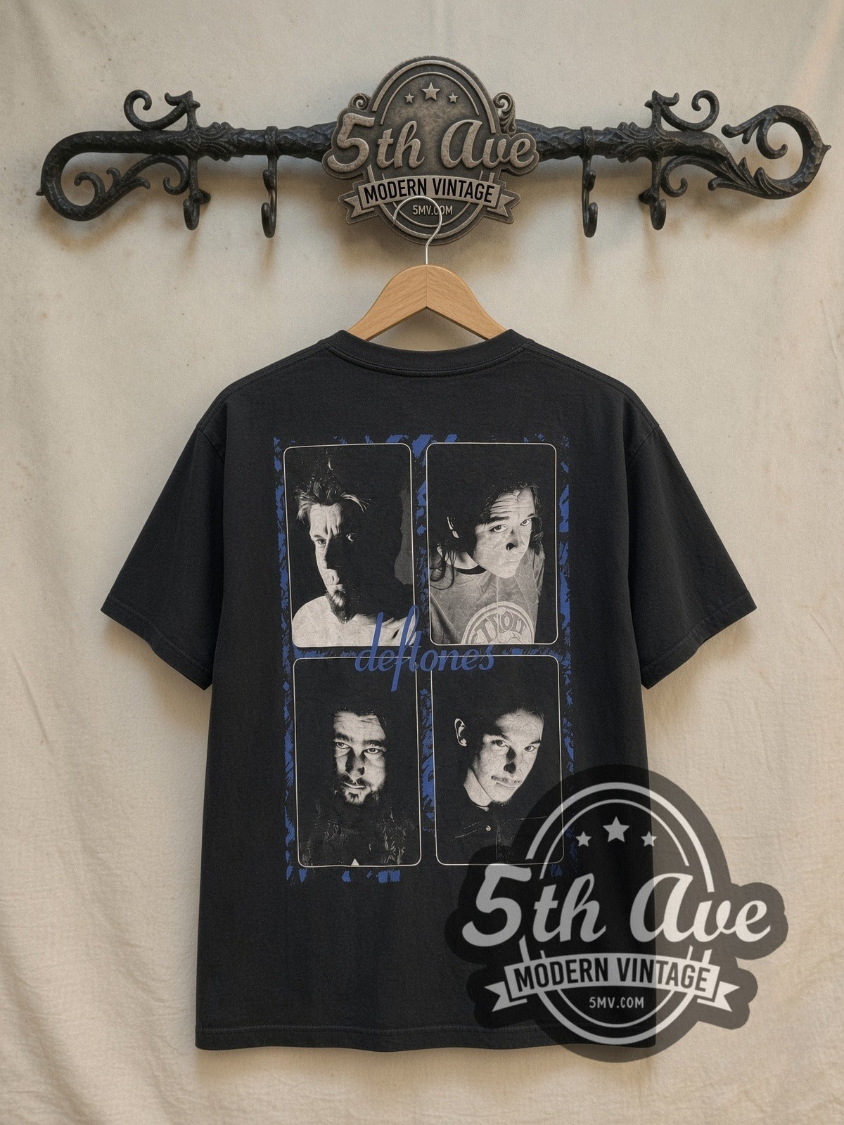 Deftones Sacramento USA vintage band t-shirt in black, back view on the 5MV rack