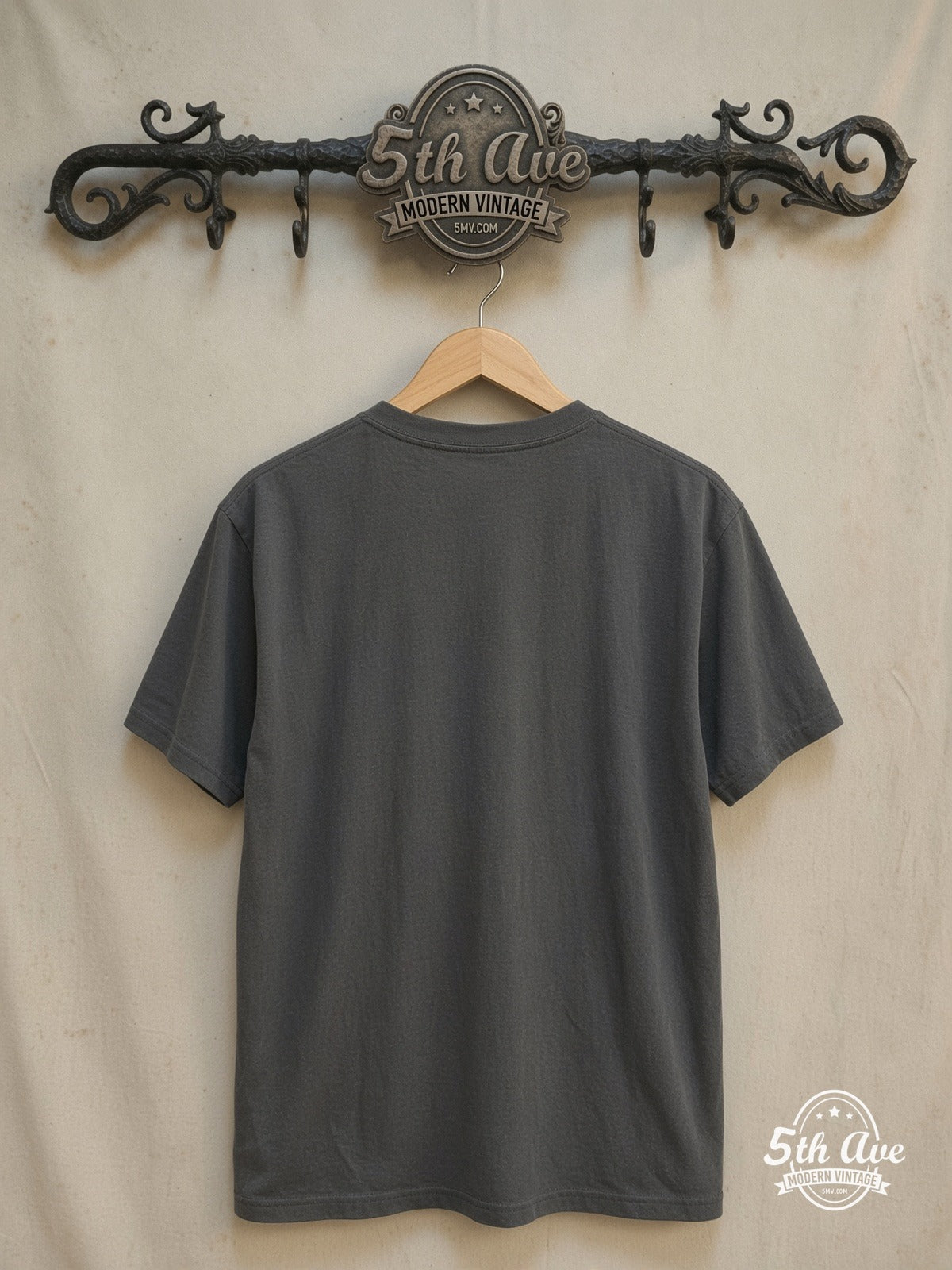 Rev Up Your Style: The Mötley Crüe 'American Seduction' Captain Boot T – ag T-Shirt – Vintage Band T-Shirt — back on locked cream ornate 5th Ave rack