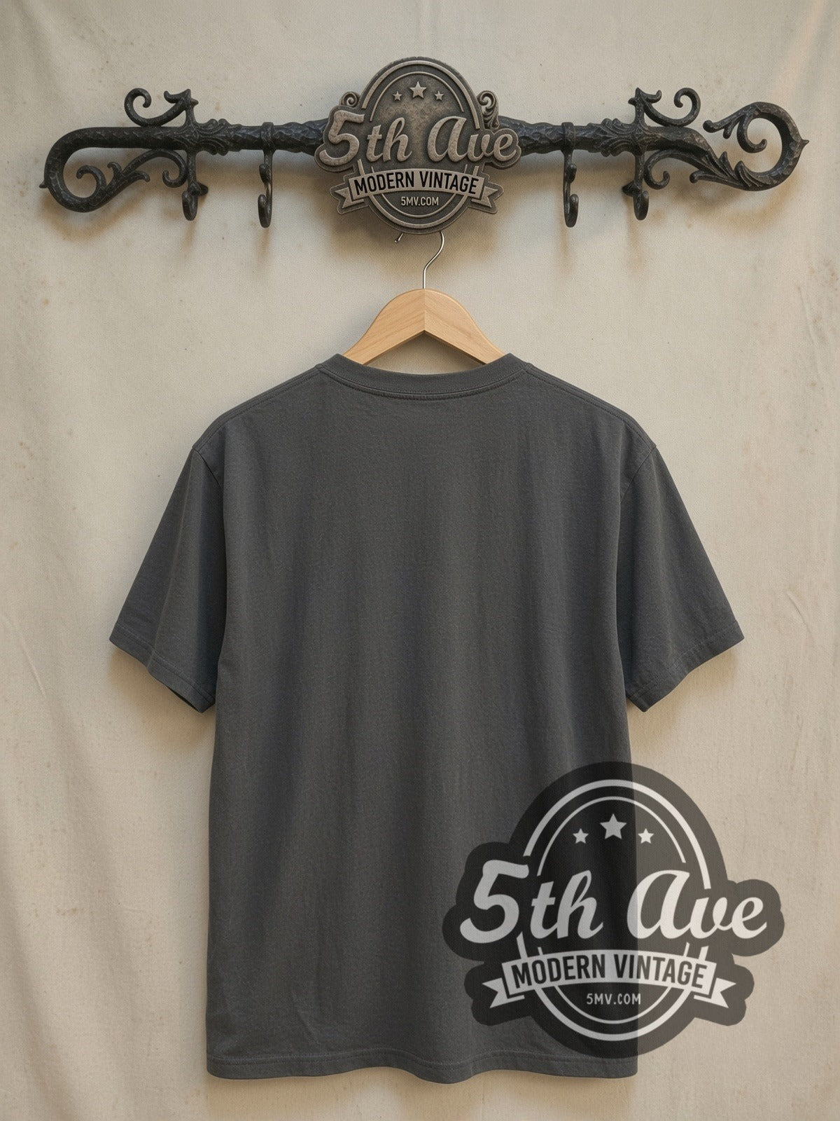 Mötley Crüe Motorcycle Graphic vintage band t-shirt, back view on a display rack