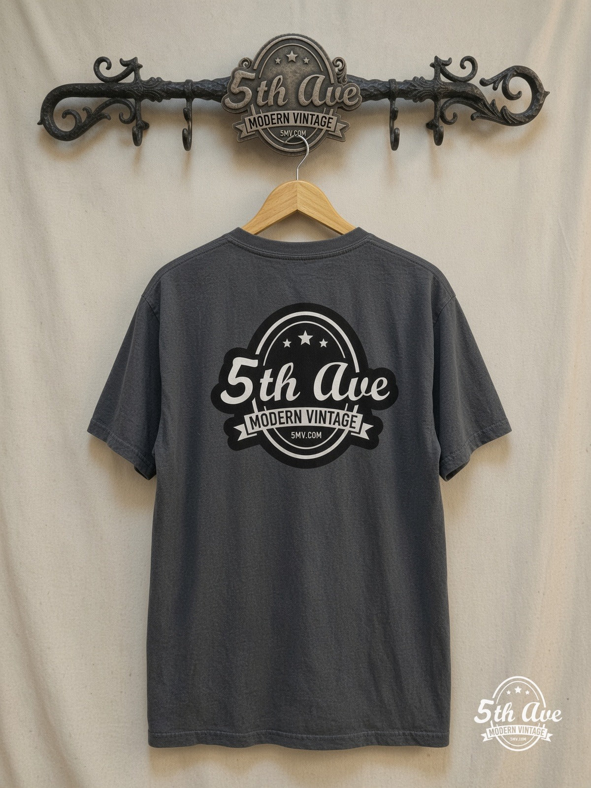Metallica – New Type System Fist Green Snake – Vintage Band T-Shirt — back on locked cream ornate 5th Ave rack
