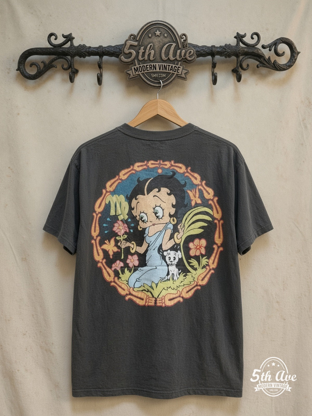 Betty Boop – Beach Crab – New Vintage Graphic Tee — back on locked cream ornate 5th Ave rack