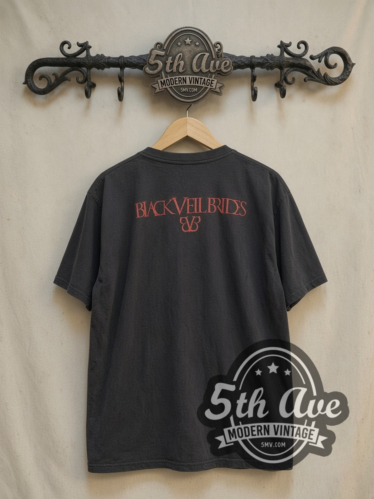 Black Veil Brides Captain Boot vintage band t-shirt, back view on the 5MV rack