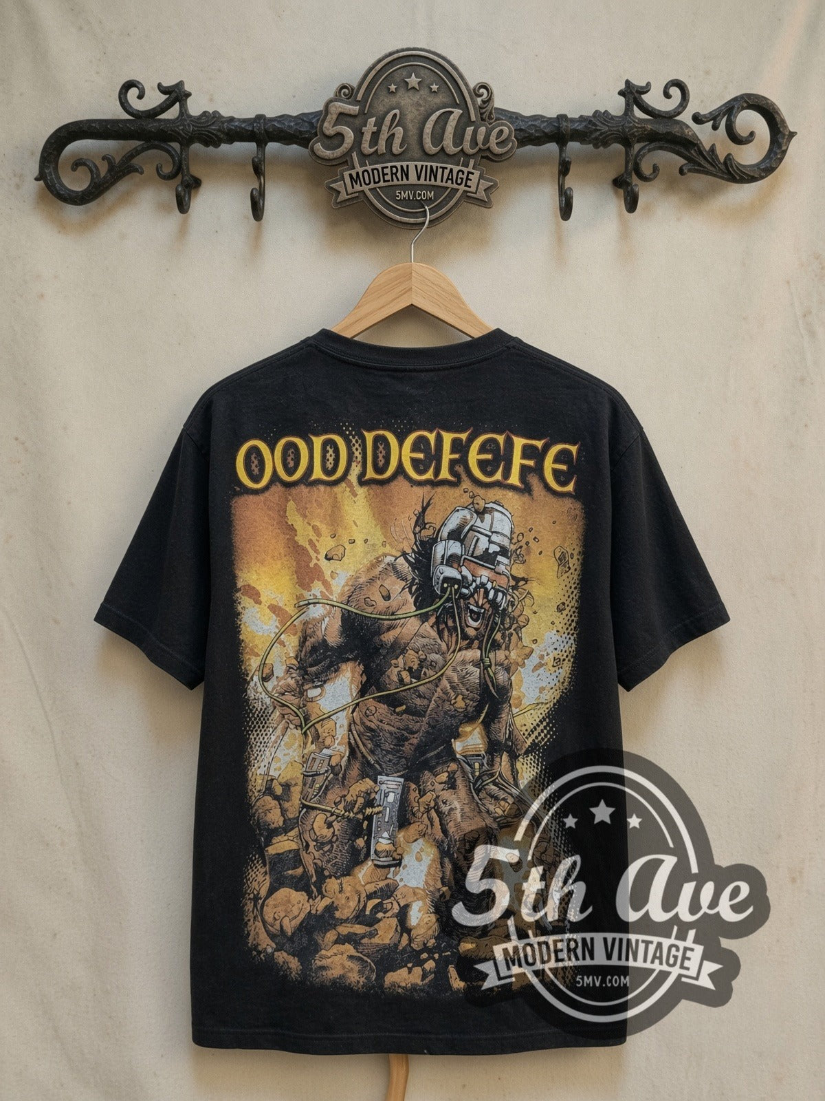 Wolverine Overprint vintage movie t-shirt, back view on a display rack