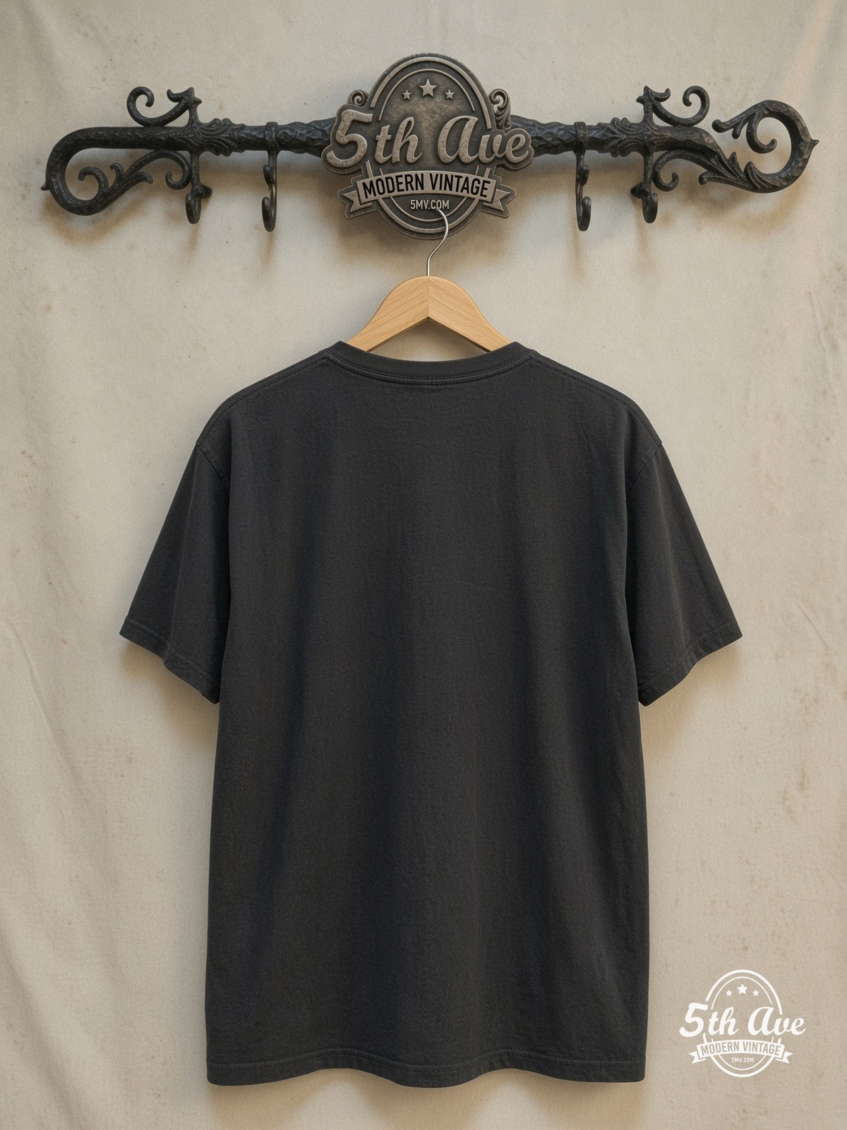 Sonic Youth – Goo Album Cover Black Tee – Vintage Band T-Shirt — back on locked cream ornate 5th Ave rack