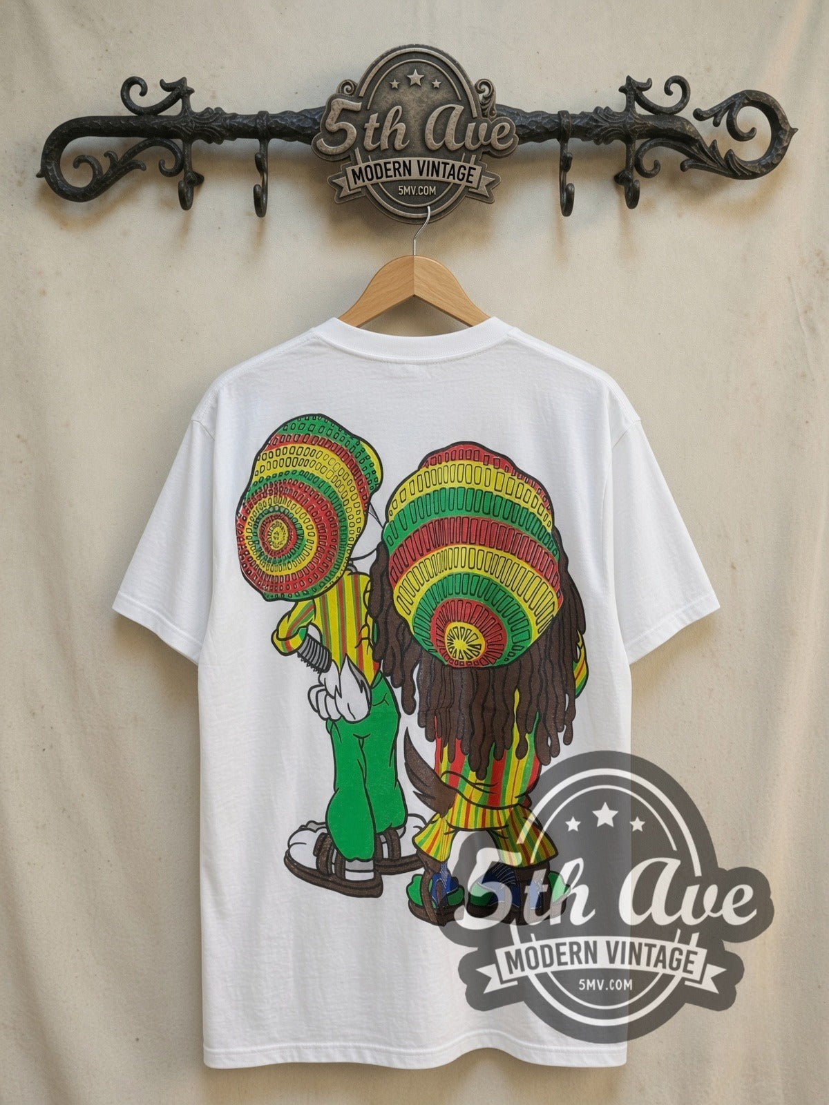 Bugs Bunny and Tasmanian Devil graphic tee, back view on a display rack
