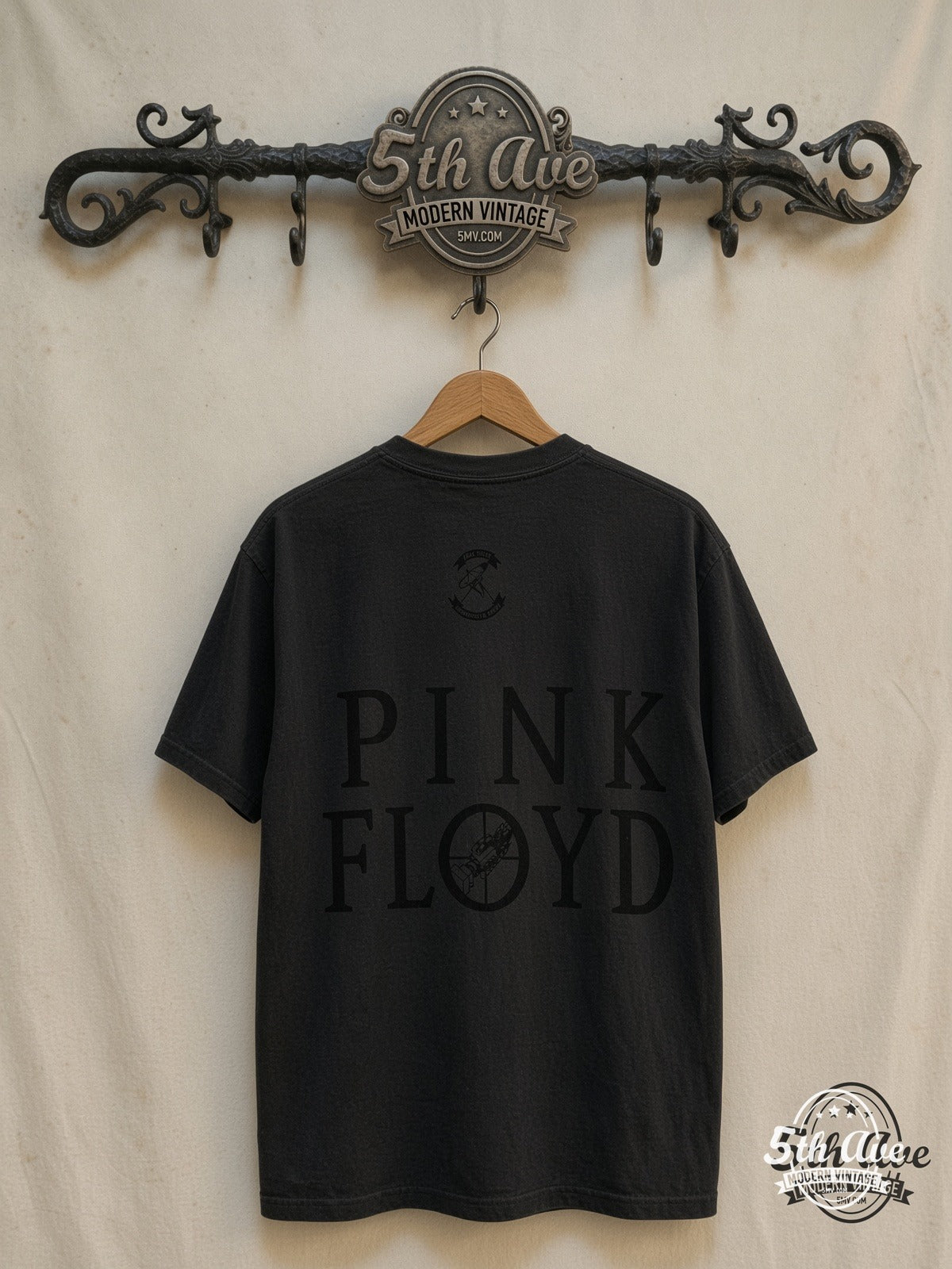 Pink Floyd – Wish You Were Here – Vintage Band T-Shirt — back on locked cream ornate 5th Ave rack