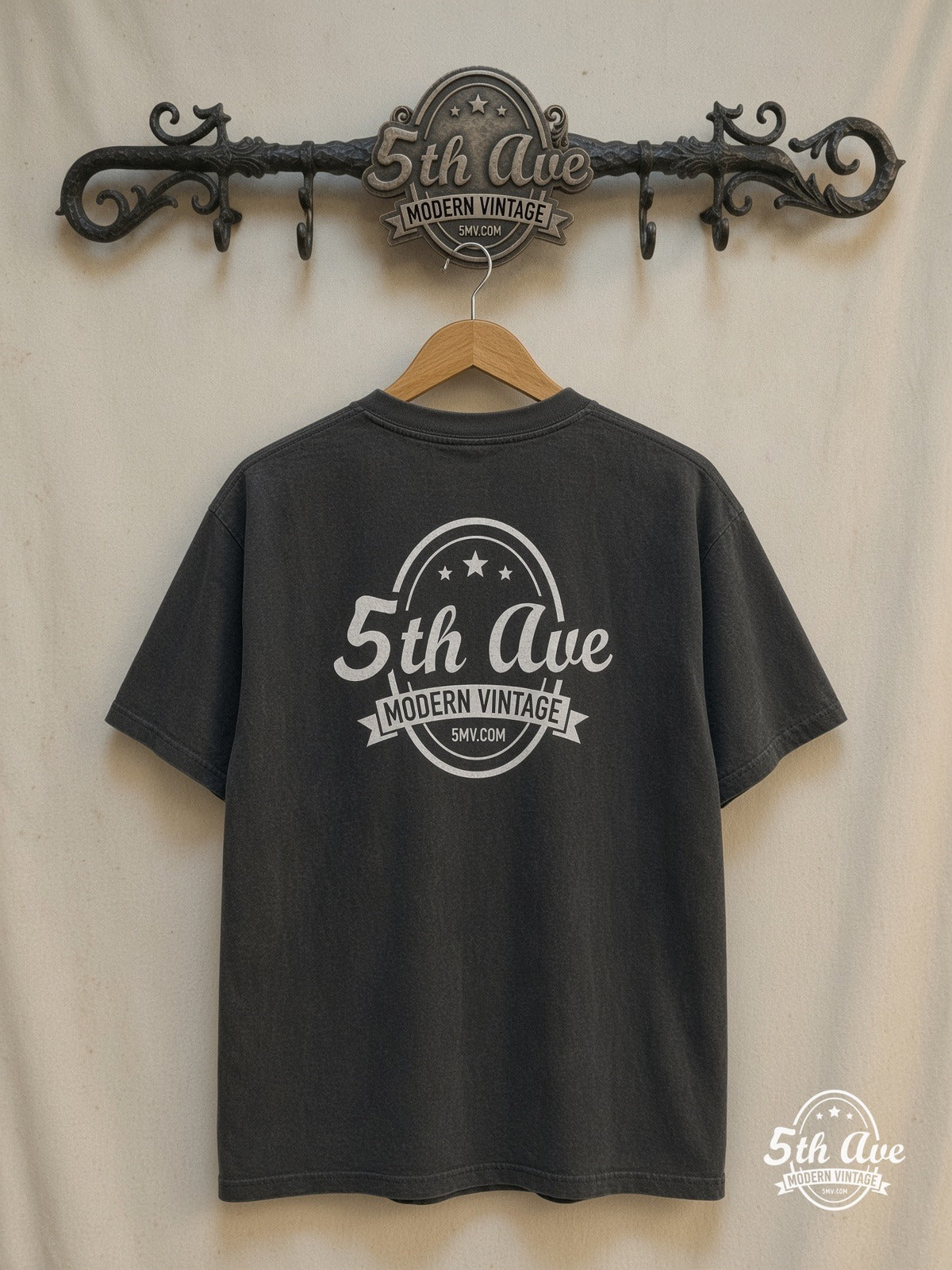 Eminem × Stüssy – Pins and Needles – Vintage Band T-Shirt — back on locked cream ornate 5th Ave rack