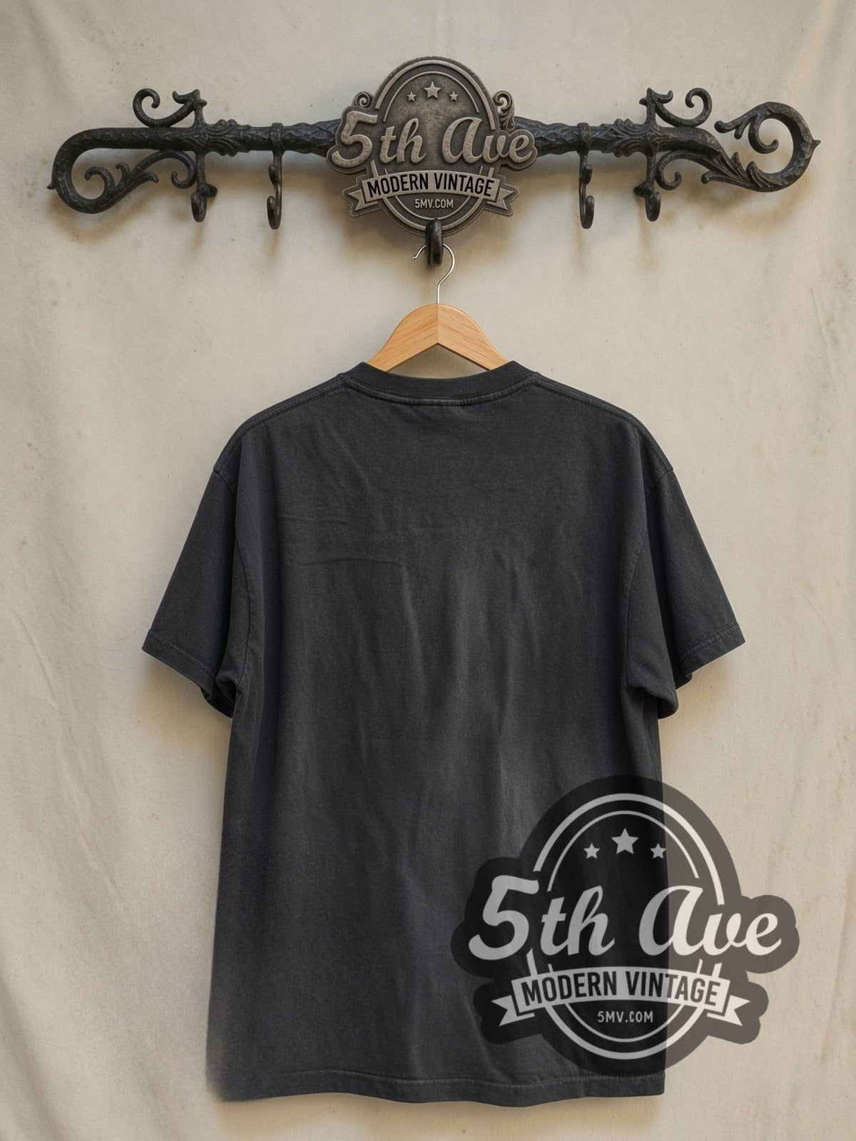Miles Davis Trumpeter vintage band t-shirt in black, back view on the 5MV rack