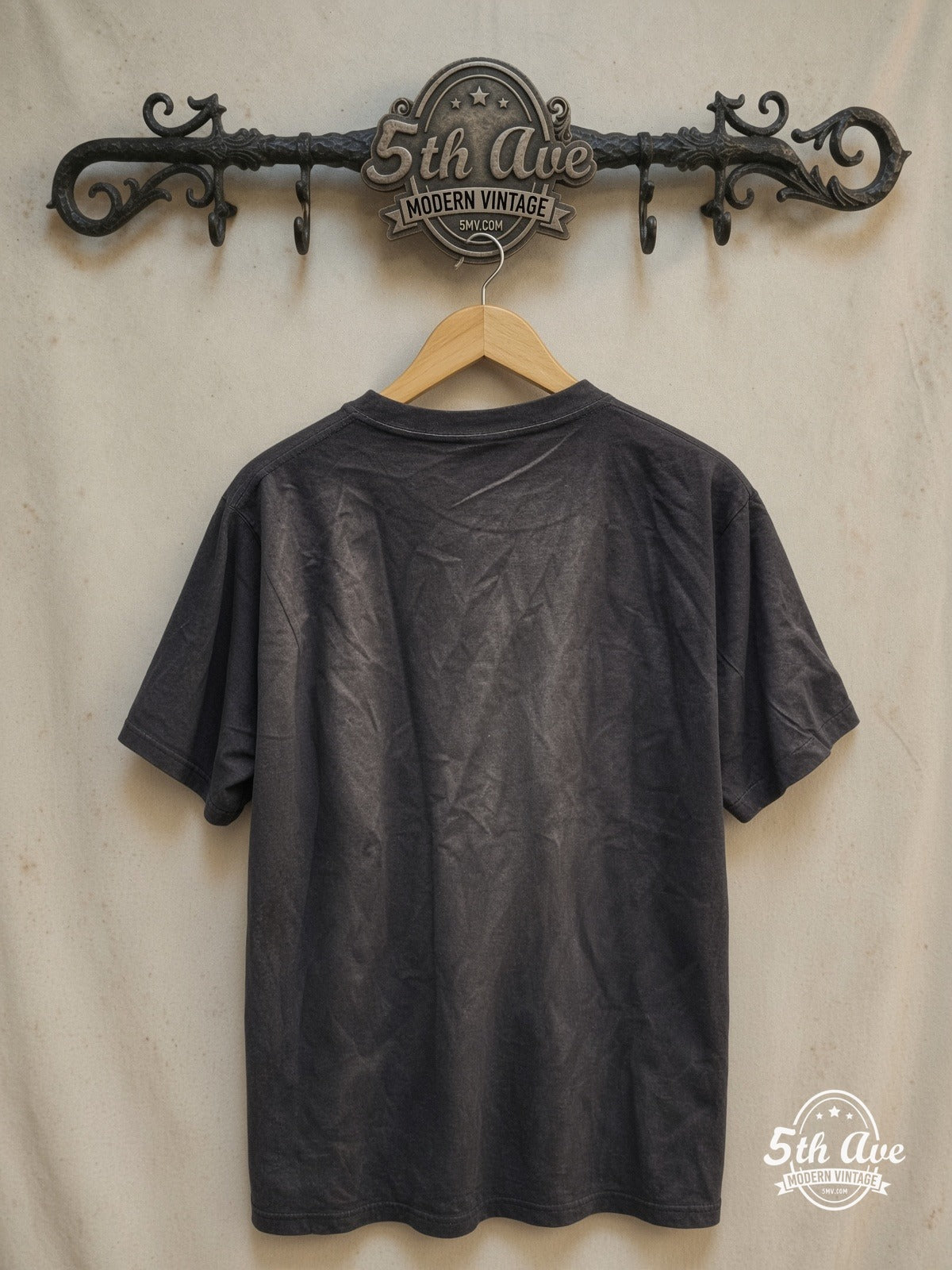 Van Halen – Classic Design – Vintage Band T-Shirt — back on locked cream ornate 5th Ave rack
