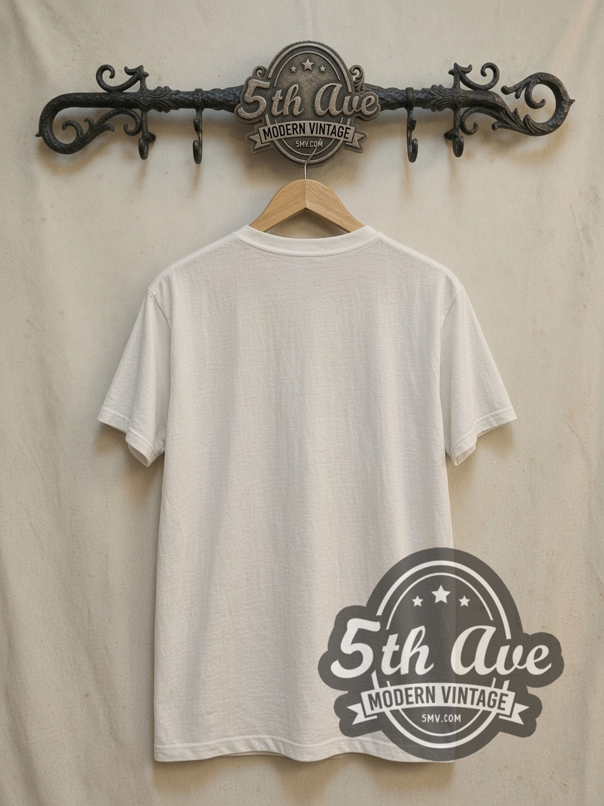 Sex Pistols God Save the Queen vintage band t-shirt, back view on a display rack