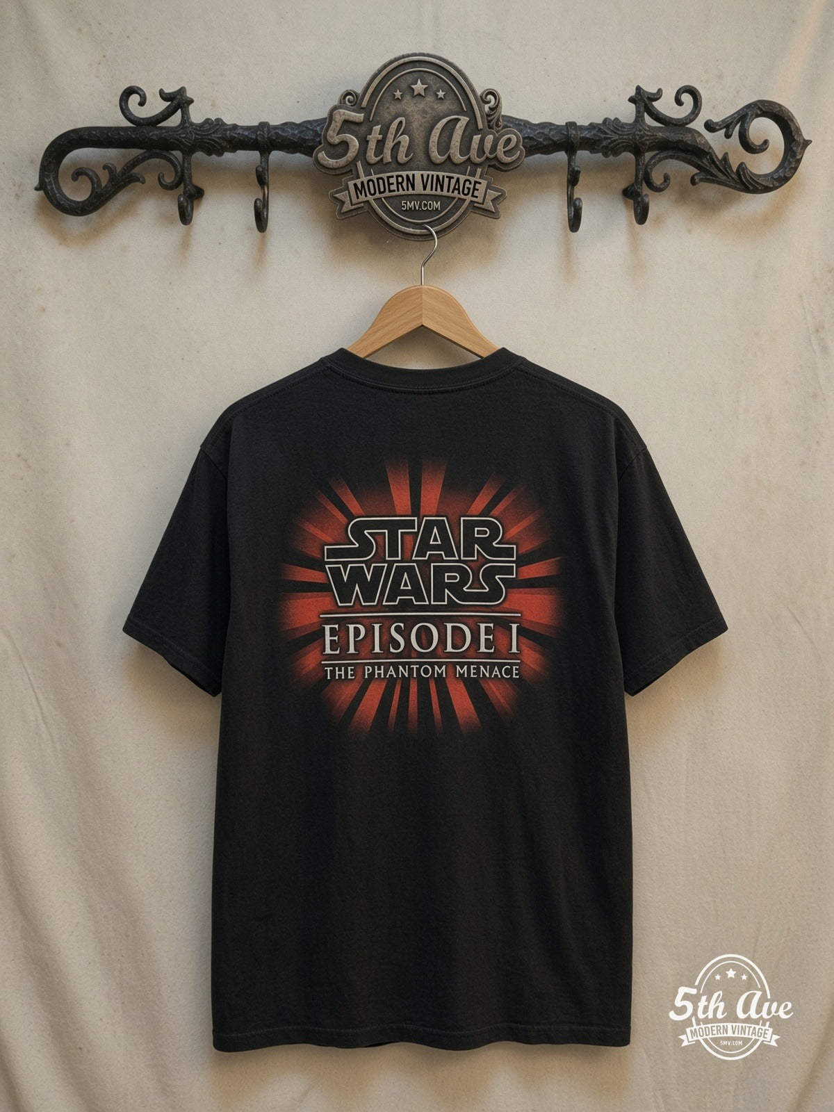 Star Wars – Episode I The Phantom Menace – Vintage Movie Tee — back on locked cream ornate 5th Ave rack