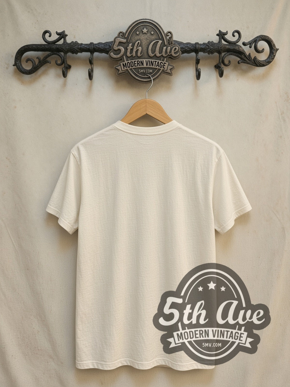 Fleetwood Mac Rumours vintage band t-shirt, back view on a display rack