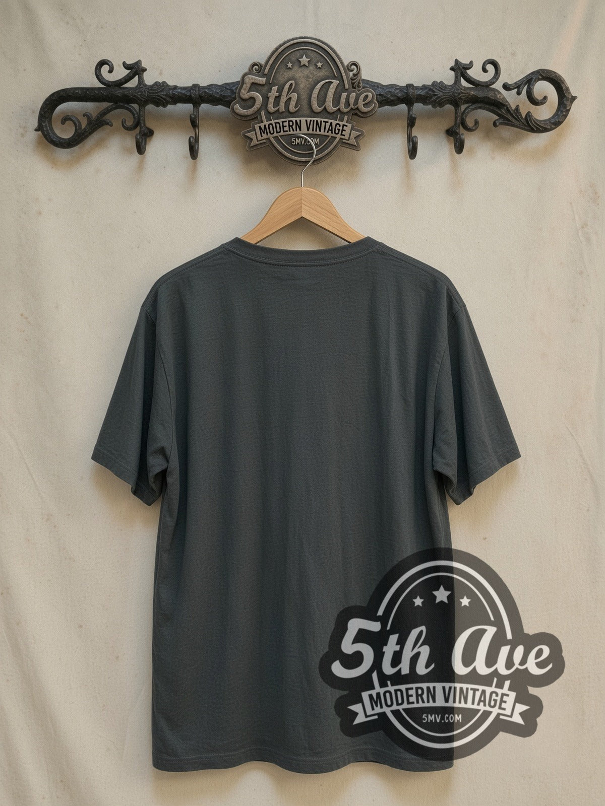 Cream Captain Boot vintage band t-shirt, back view on the 5MV rack