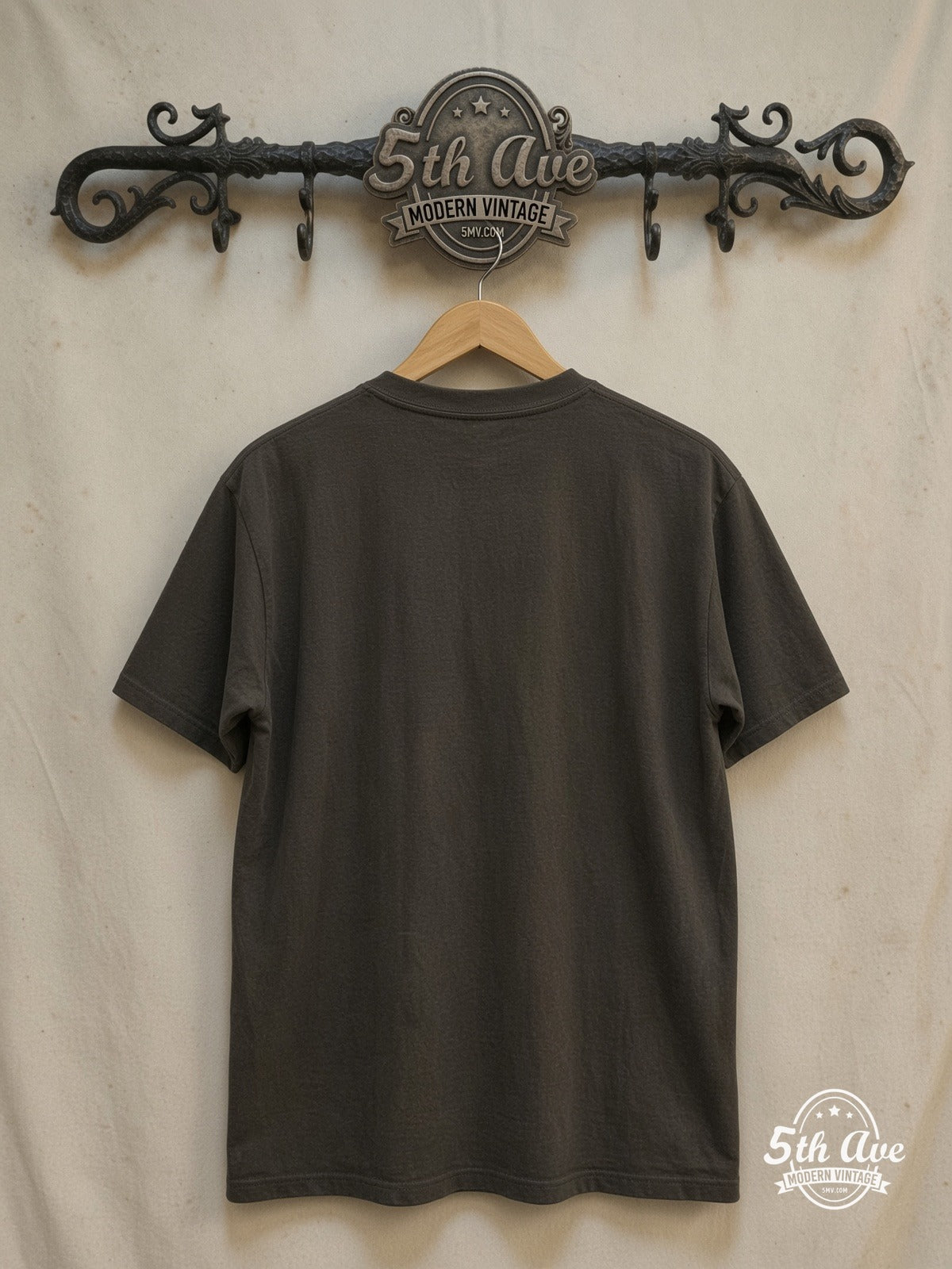 Neil Young – Crazy Horse 'Ragged Glory World Tour '91 – Vintage Band T-Shirt — back on locked cream ornate 5th Ave rack
