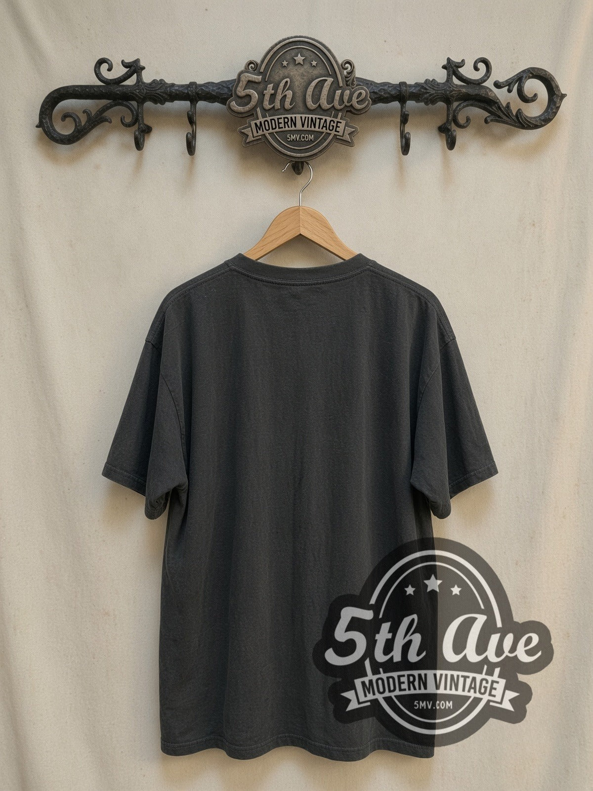 The Smiths Hatful of Hollow Blue Header Portrait vintage band t-shirt, back view on a display rack