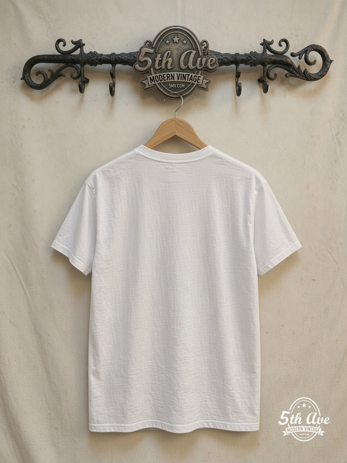 Led Zeppelin – Drummer Tribute – Vintage Band T-Shirt — back on locked cream ornate 5th Ave rack