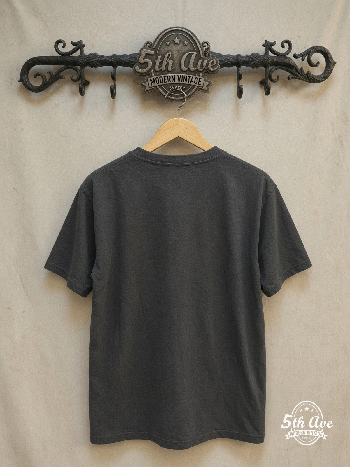 Led Zeppelin – Retro Portrait – Vintage Band T-Shirt — back on locked cream ornate 5th Ave rack
