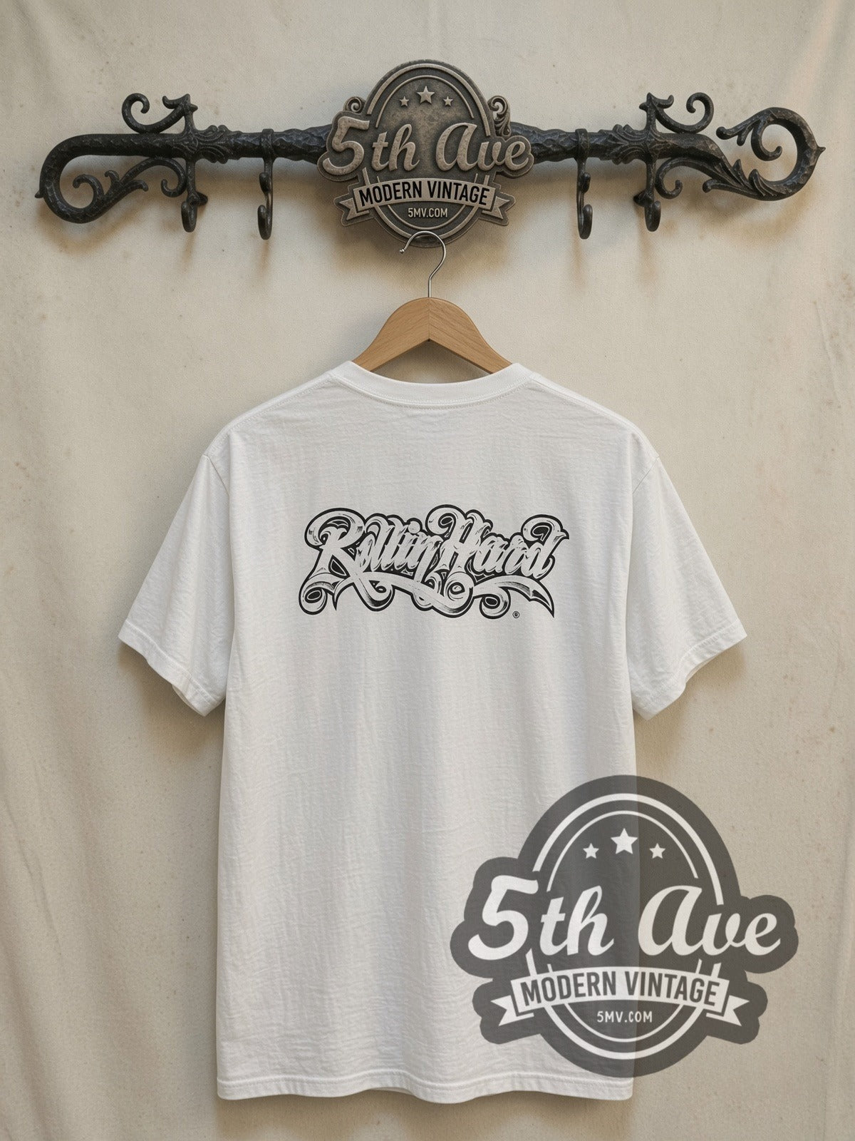 Malo Lowrider vintage graphic tee, back view on a display rack