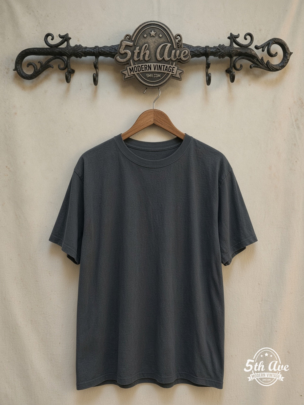 Nirvana – Stacked Gradient Smileys Yellow to Red – Vintage Band T-Shirt — back on locked cream ornate 5th Ave rack