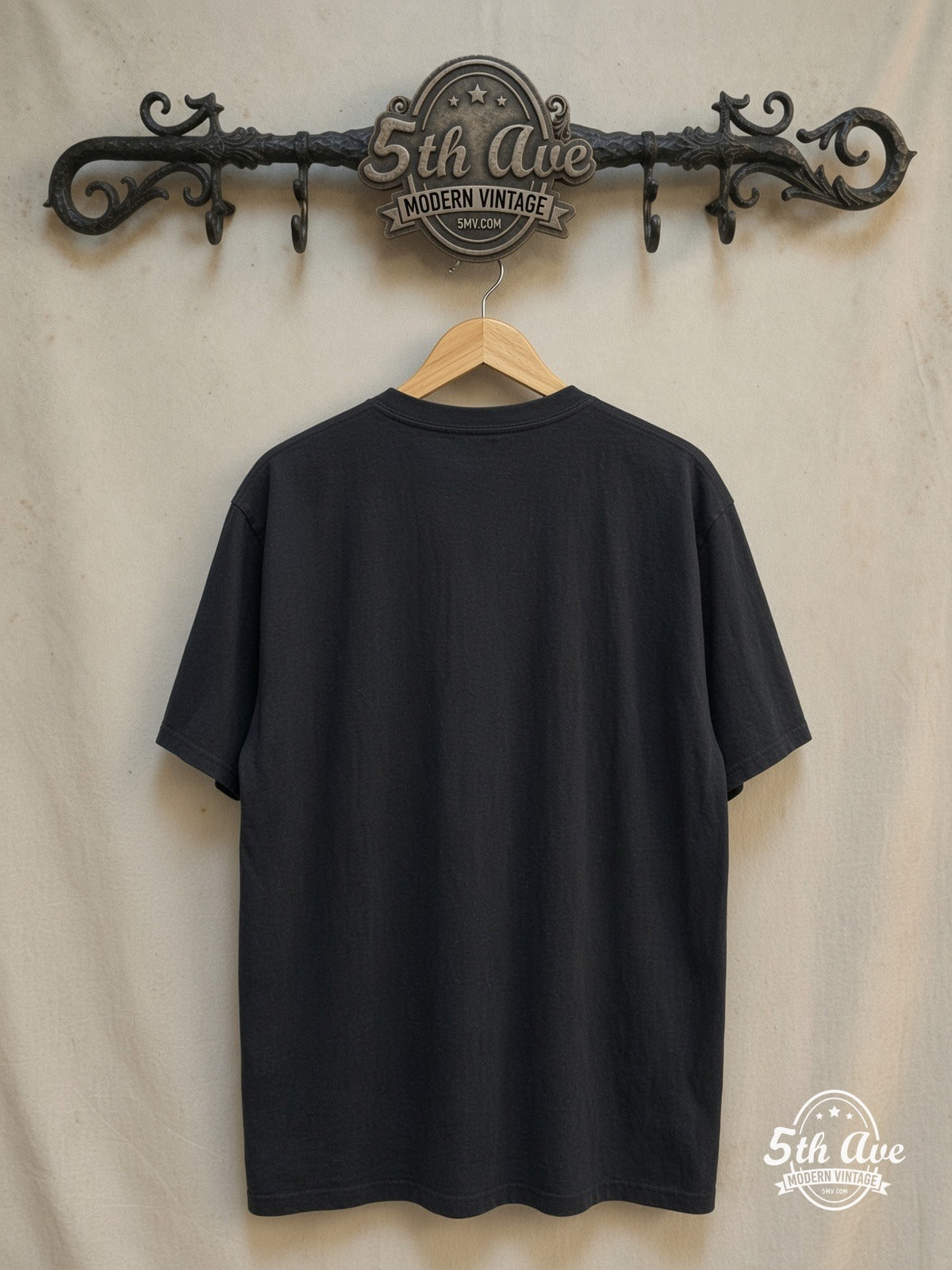 Pink Floyd – Stairway Pyramid Moon Spectrum – Vintage Band T-Shirt — back on locked cream ornate 5th Ave rack